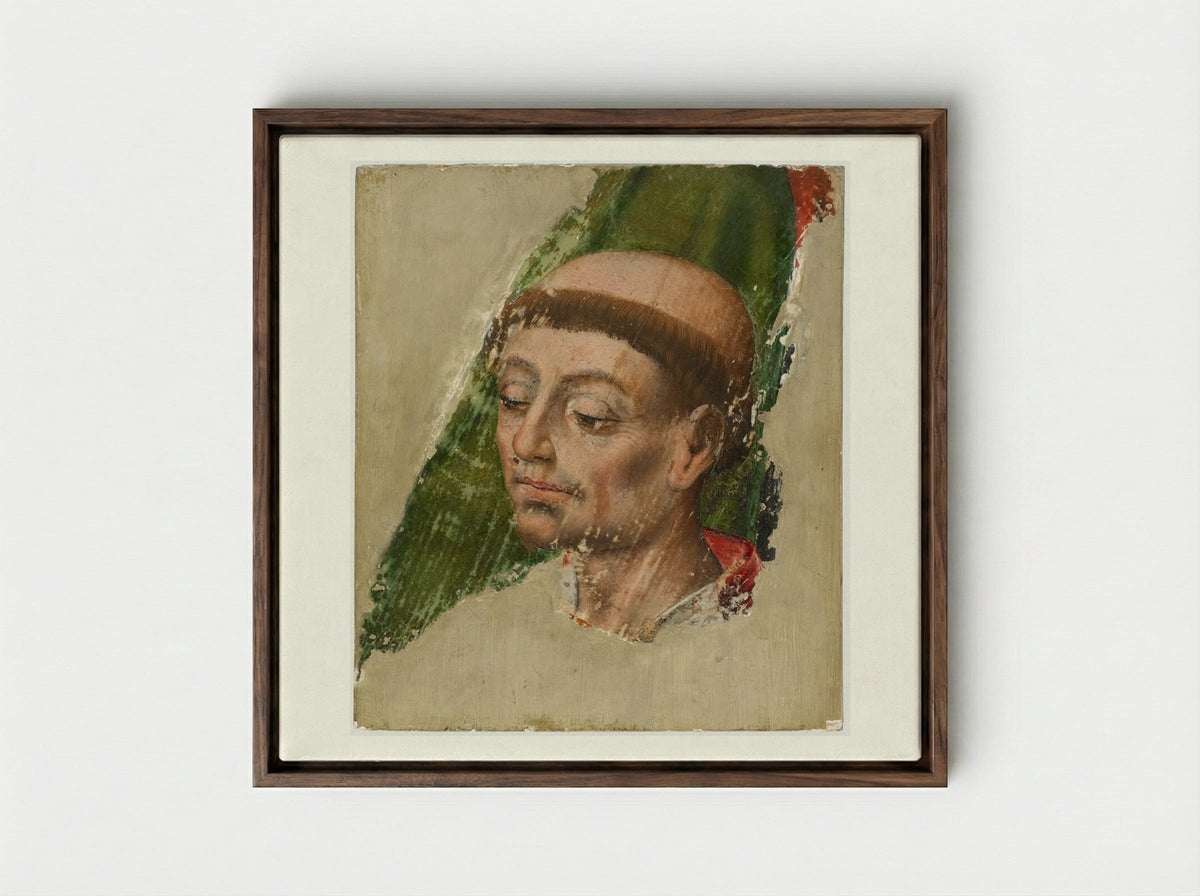 Head of a Monk - Fine Art Print - Framed Canvas Dark Wood