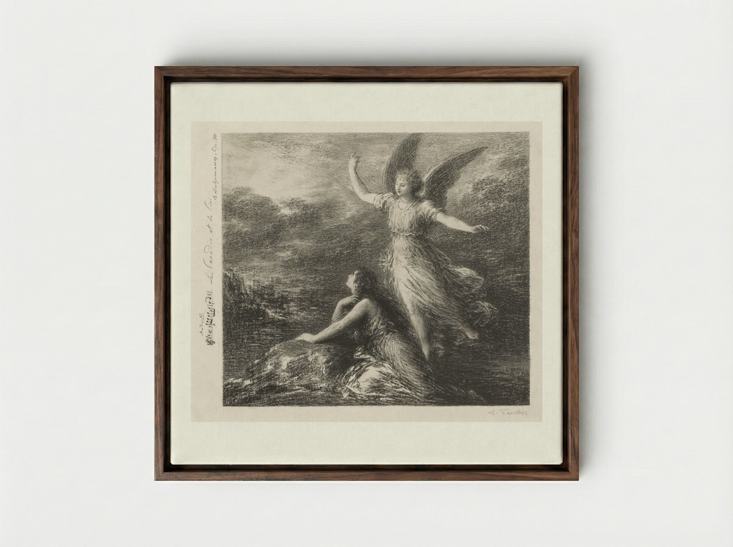 Debut from Paradise and the Peri (Second Plate) - Henri Fantin-Latour - Framed Canvas Dark Wood