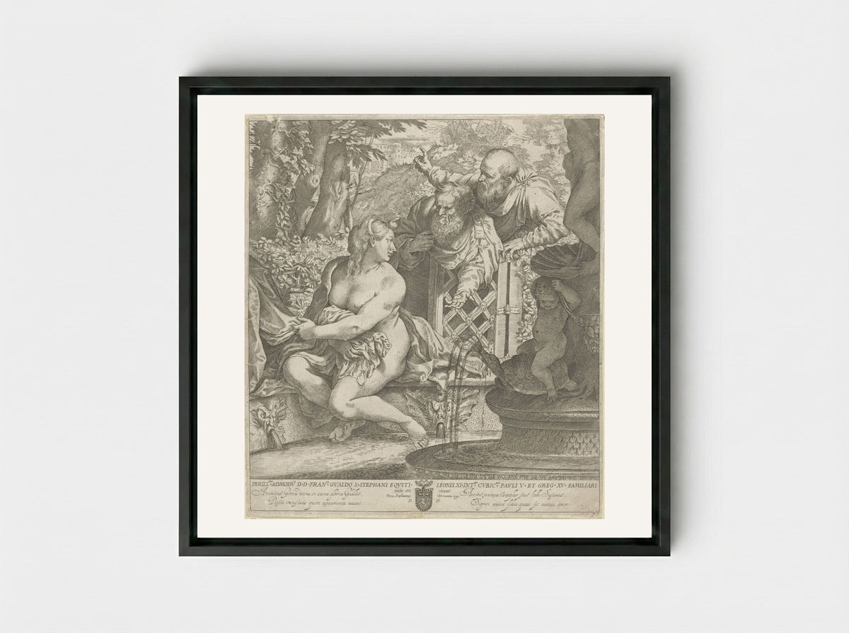 Susanna and the Elders - Annibale Carracci - Framed Canvas Black