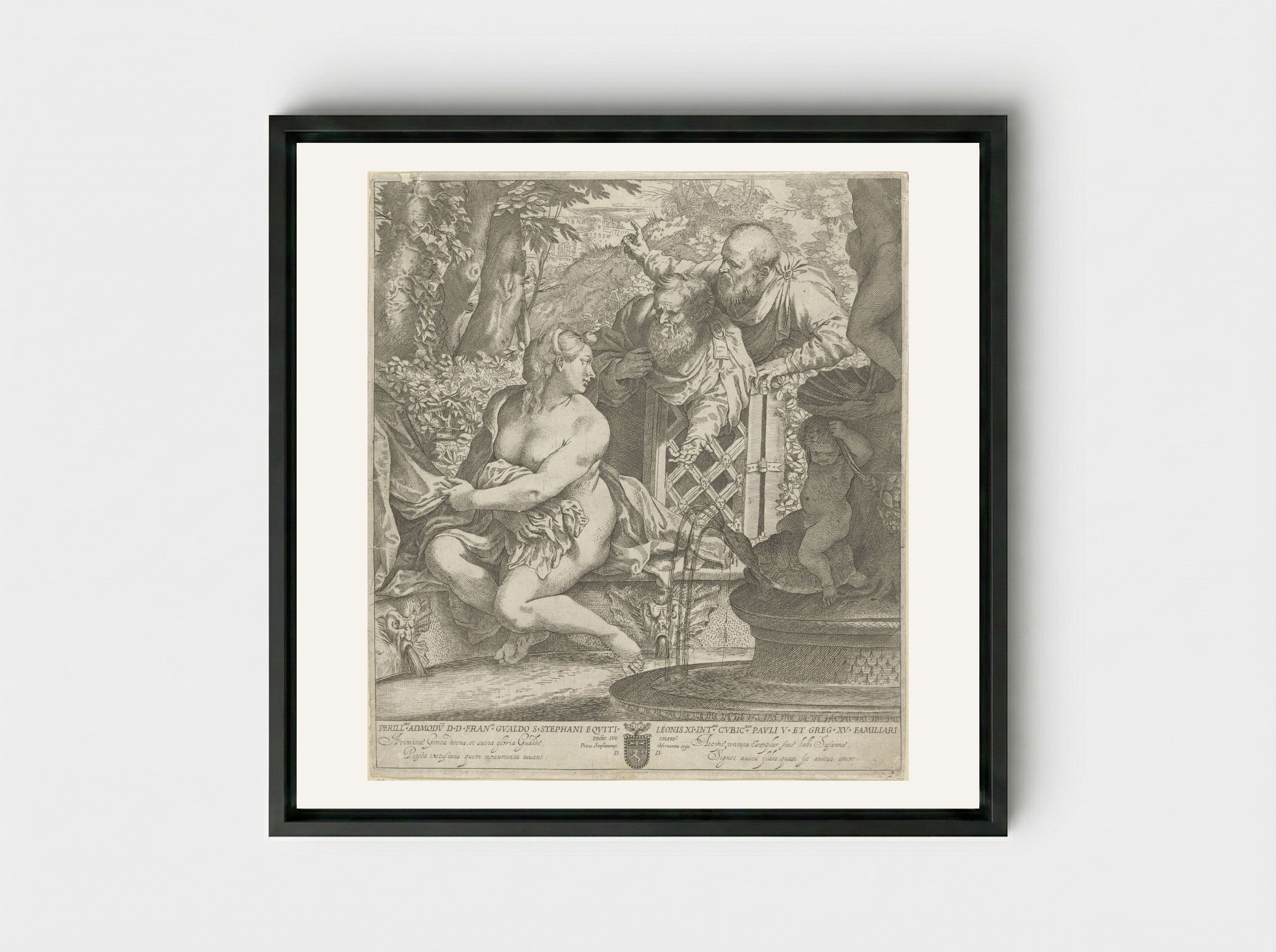 Susanna and the Elders - Annibale Carracci - Framed Canvas Black