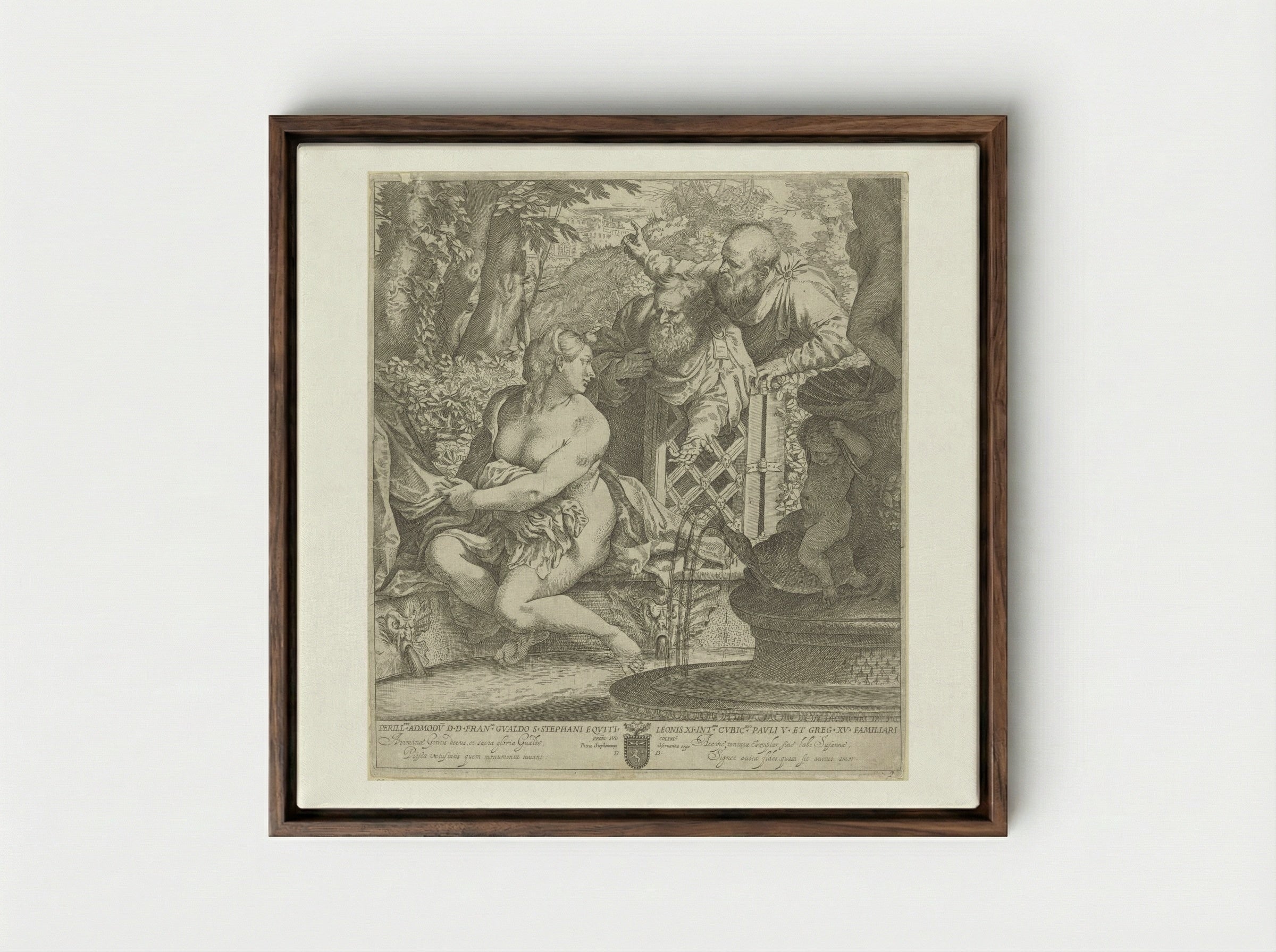Susanna and the Elders - Annibale Carracci - Framed Canvas Dark Wood