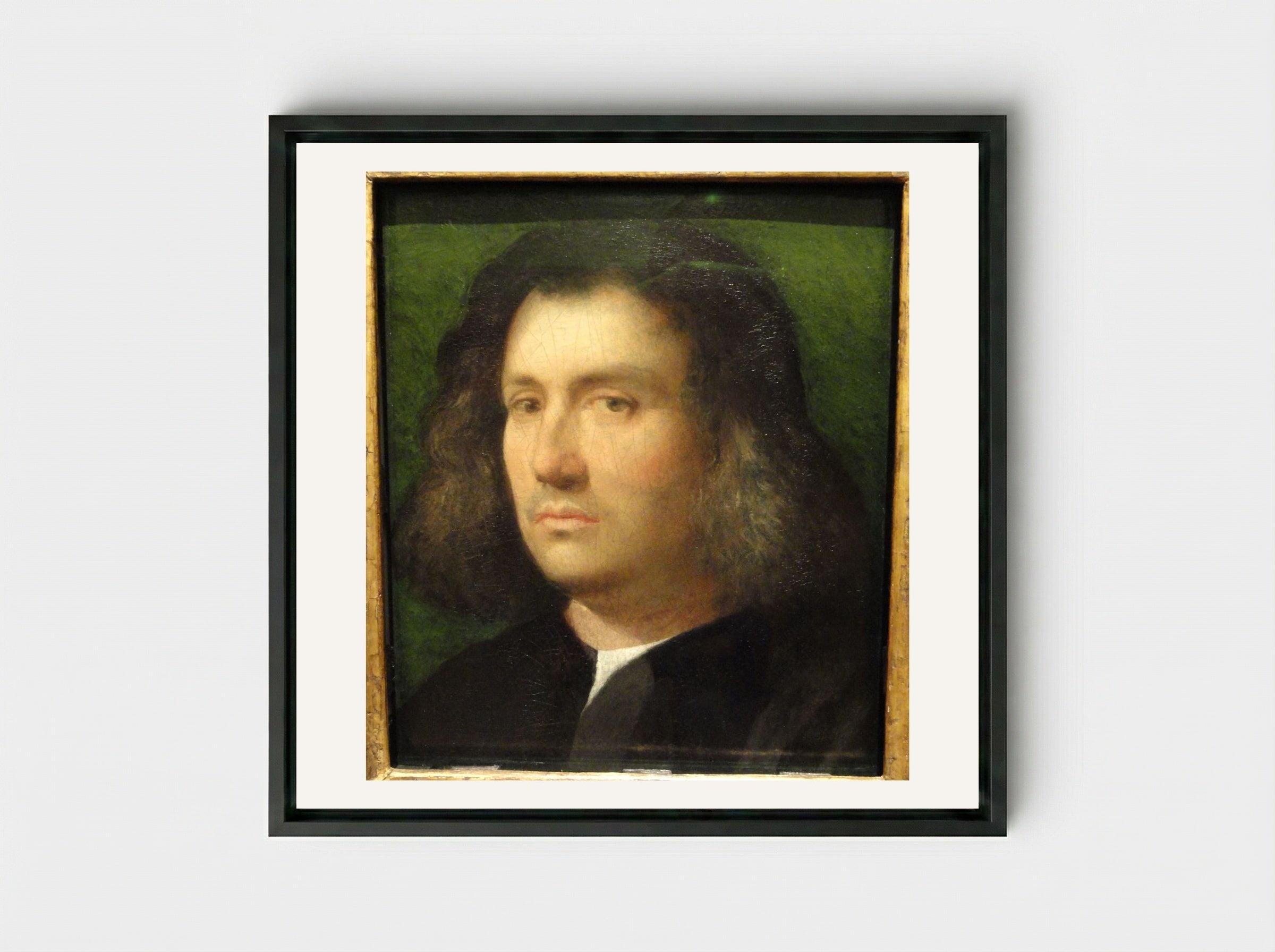 Portrait of a Man (Terris Portrait) - Giorgione - Framed Canvas Black