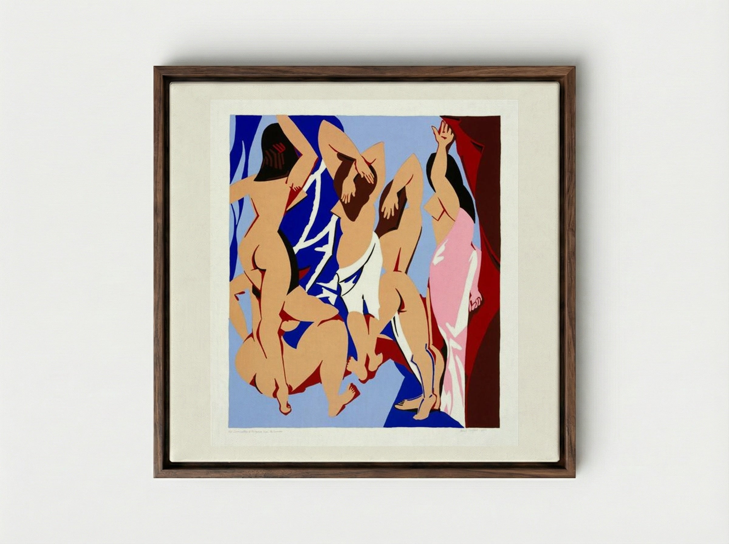 Les Demoiselles d'Avignon vues de derrière - Patrick Caulfield - Framed Canvas Dark Wood