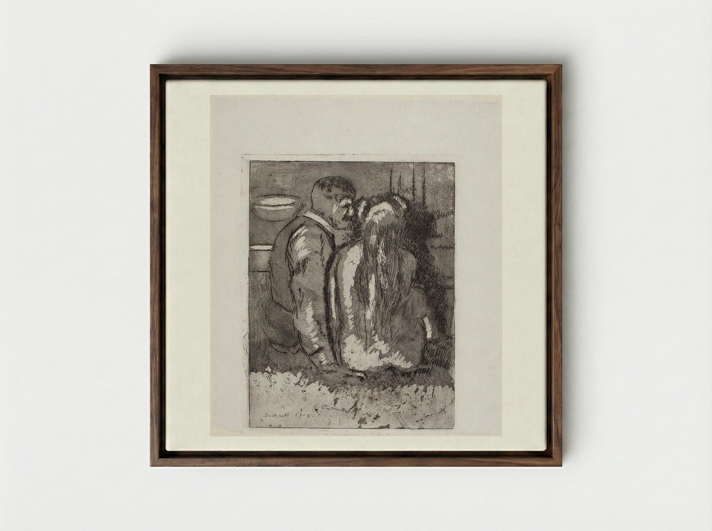 The Camden Town Murder (The Large Plate) - Walter Sickert - Framed Canvas Dark Wood