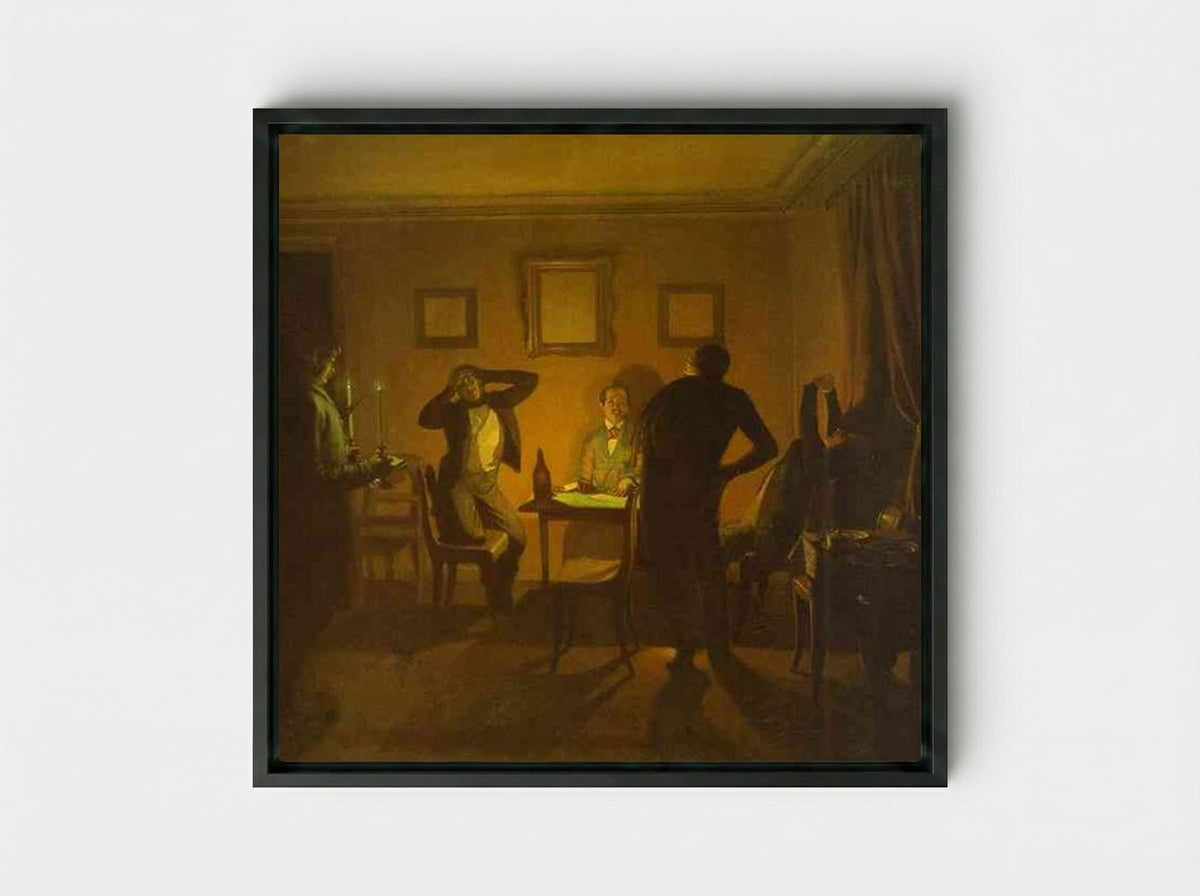 Gamblers - Pavel Fedotov - Framed Canvas Black