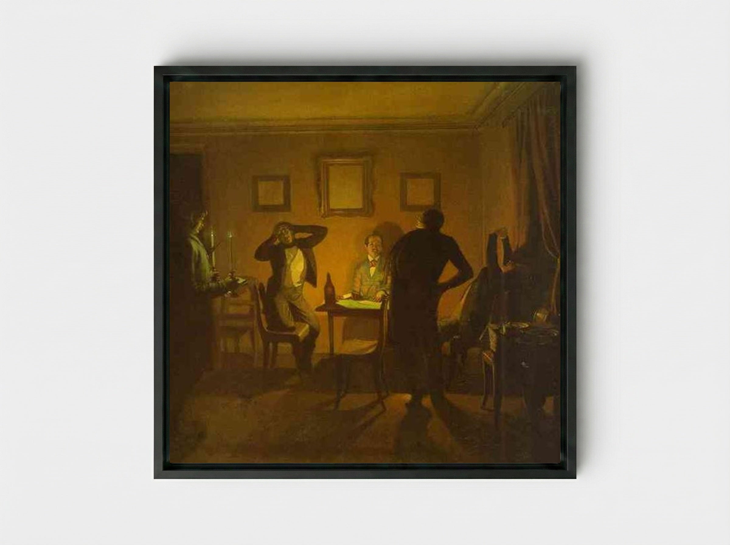 Gamblers - Pavel Fedotov - Framed Canvas Black