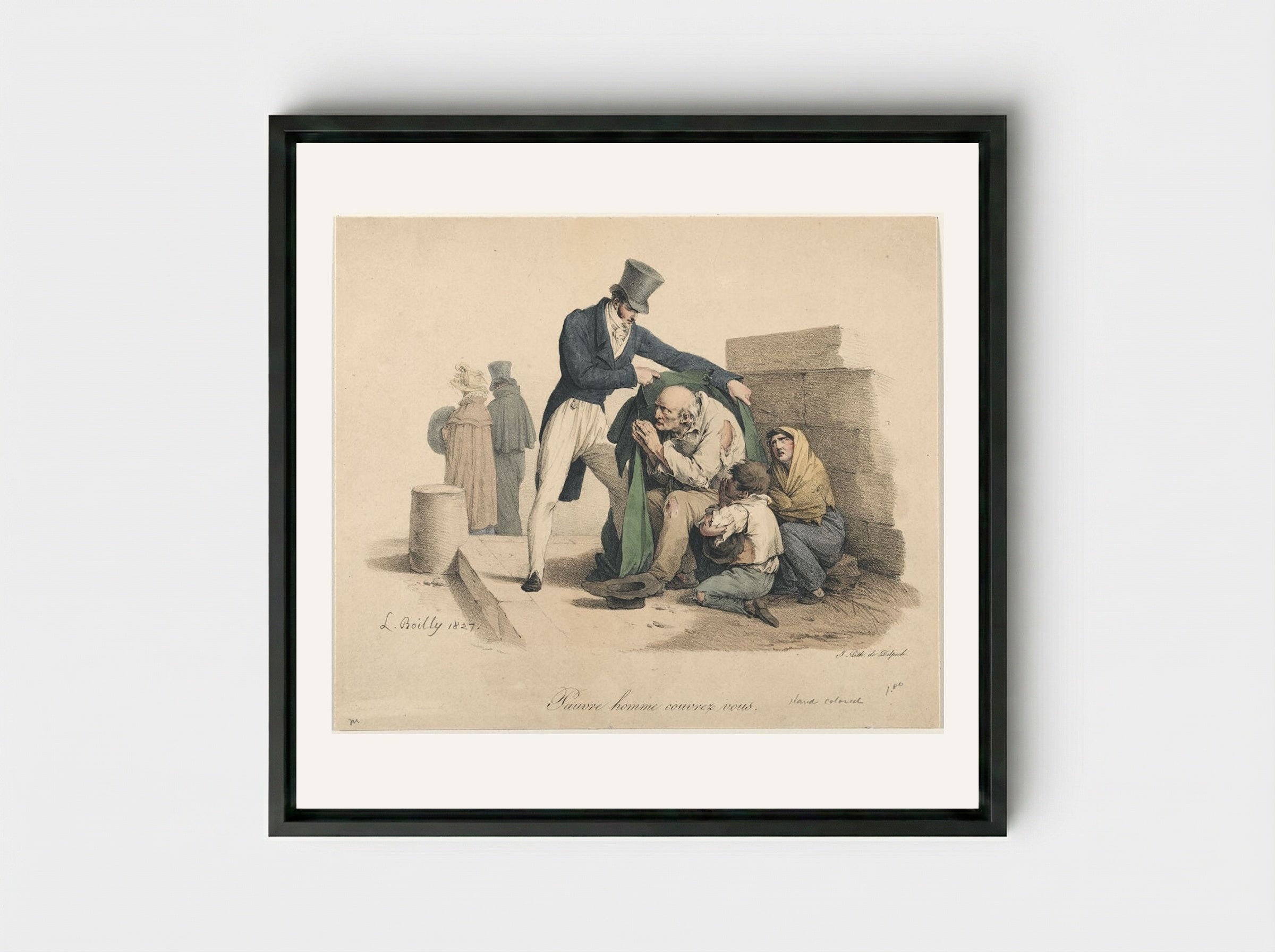 Pauvre homme couvrez vous - Louis-Léopold Boilly - Framed Canvas Black