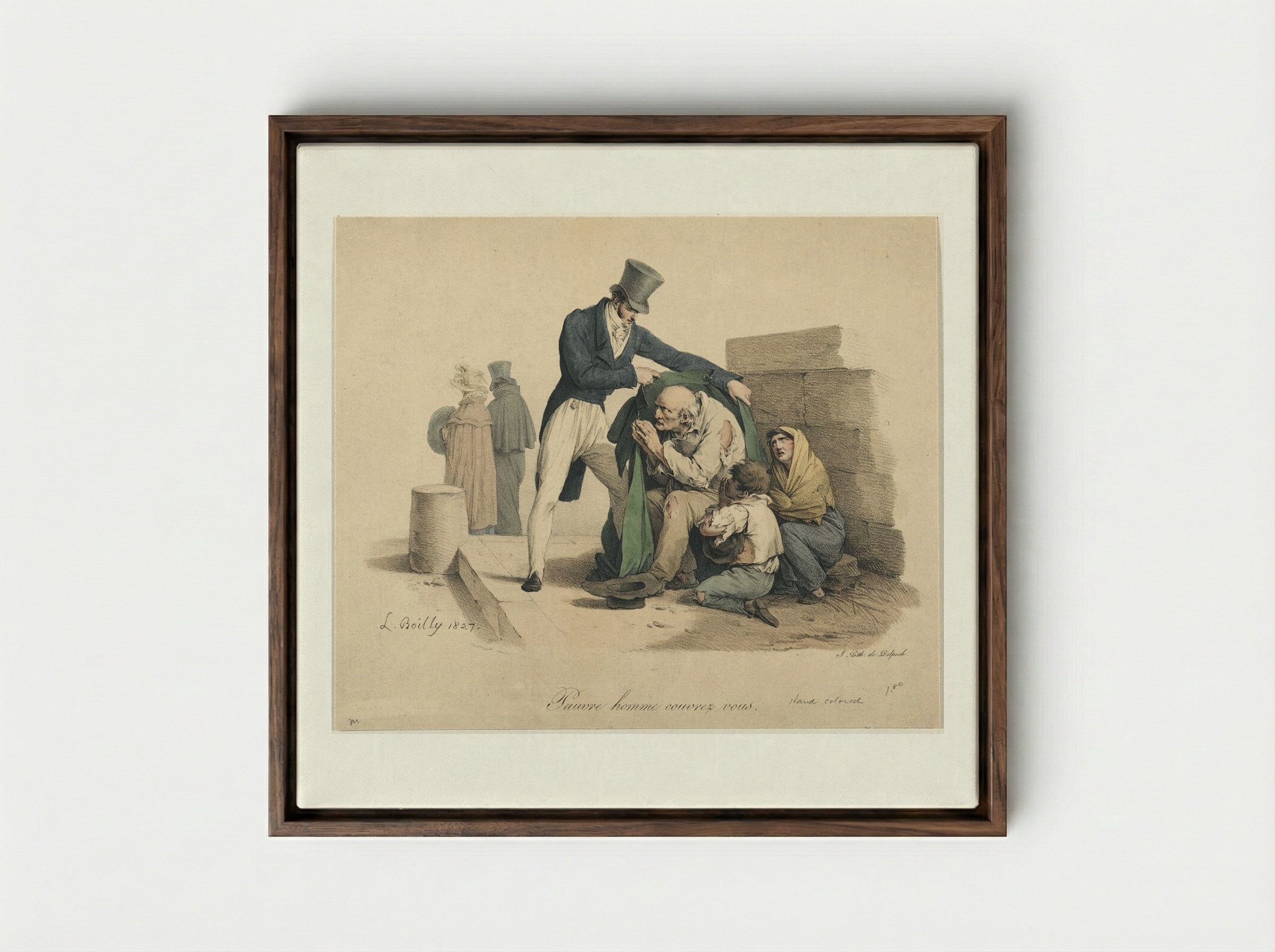 Pauvre homme couvrez vous - Louis-Léopold Boilly - Framed Canvas Dark Wood