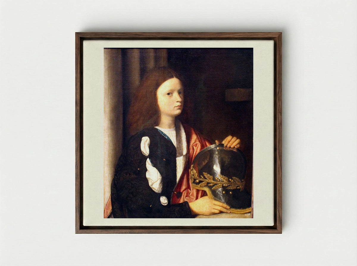 Portrait of Francesco Maria della Rovere - Giorgione - Framed Canvas Dark Wood