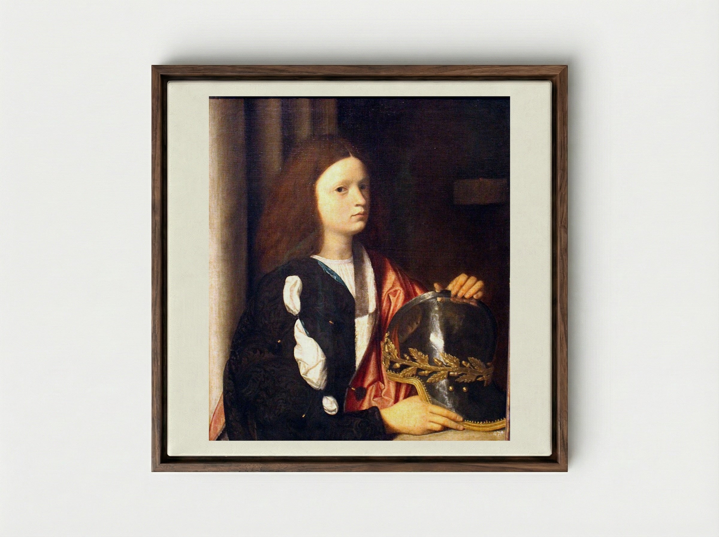 Portrait of Francesco Maria della Rovere - Giorgione - Framed Canvas Dark Wood