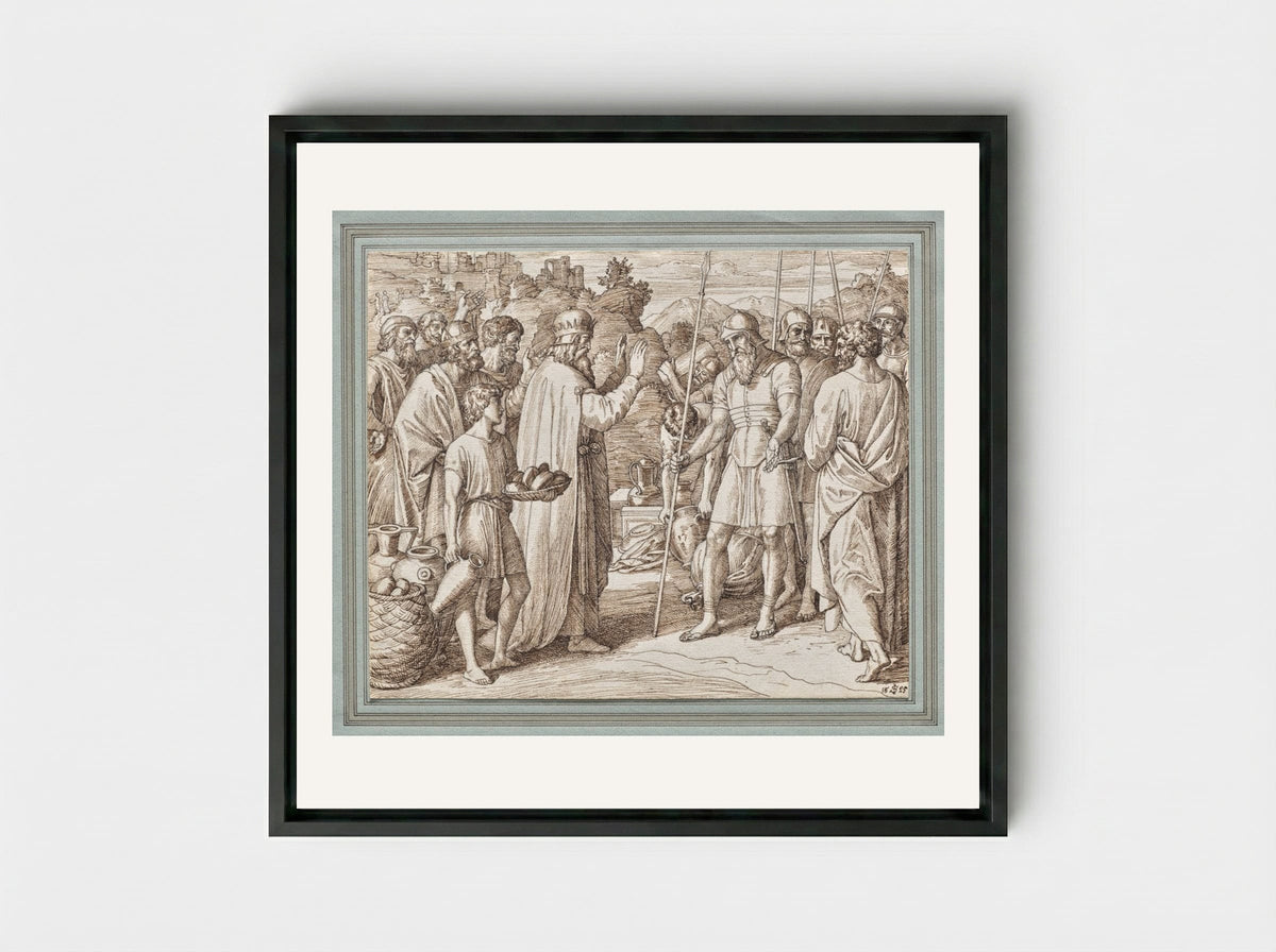 Melchizedek Blessing Abraham - Julius Schnorr von Carolsfeld - Framed Canvas Black