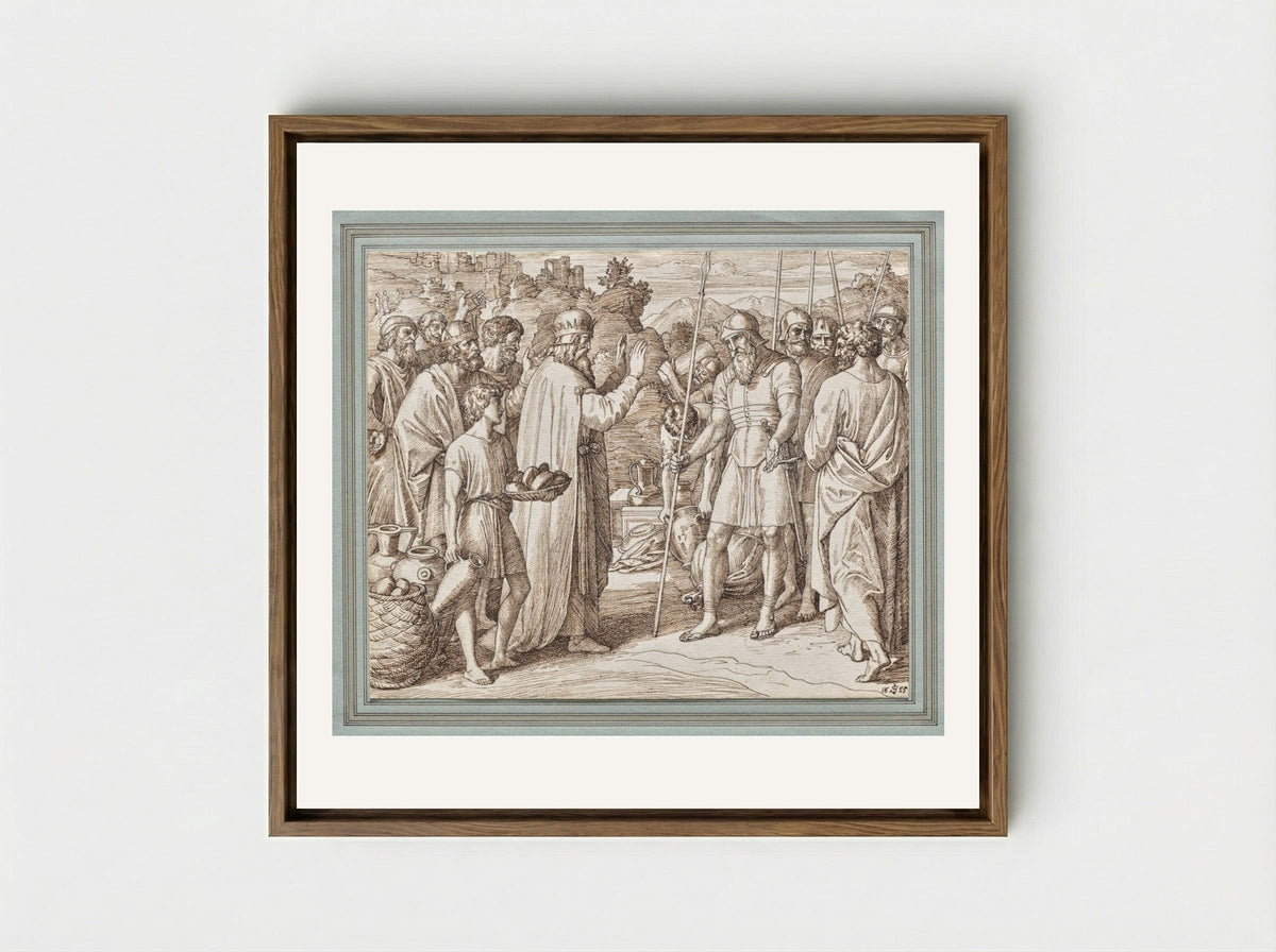 Melchizedek Blessing Abraham - Julius Schnorr von Carolsfeld - Framed Canvas Wood