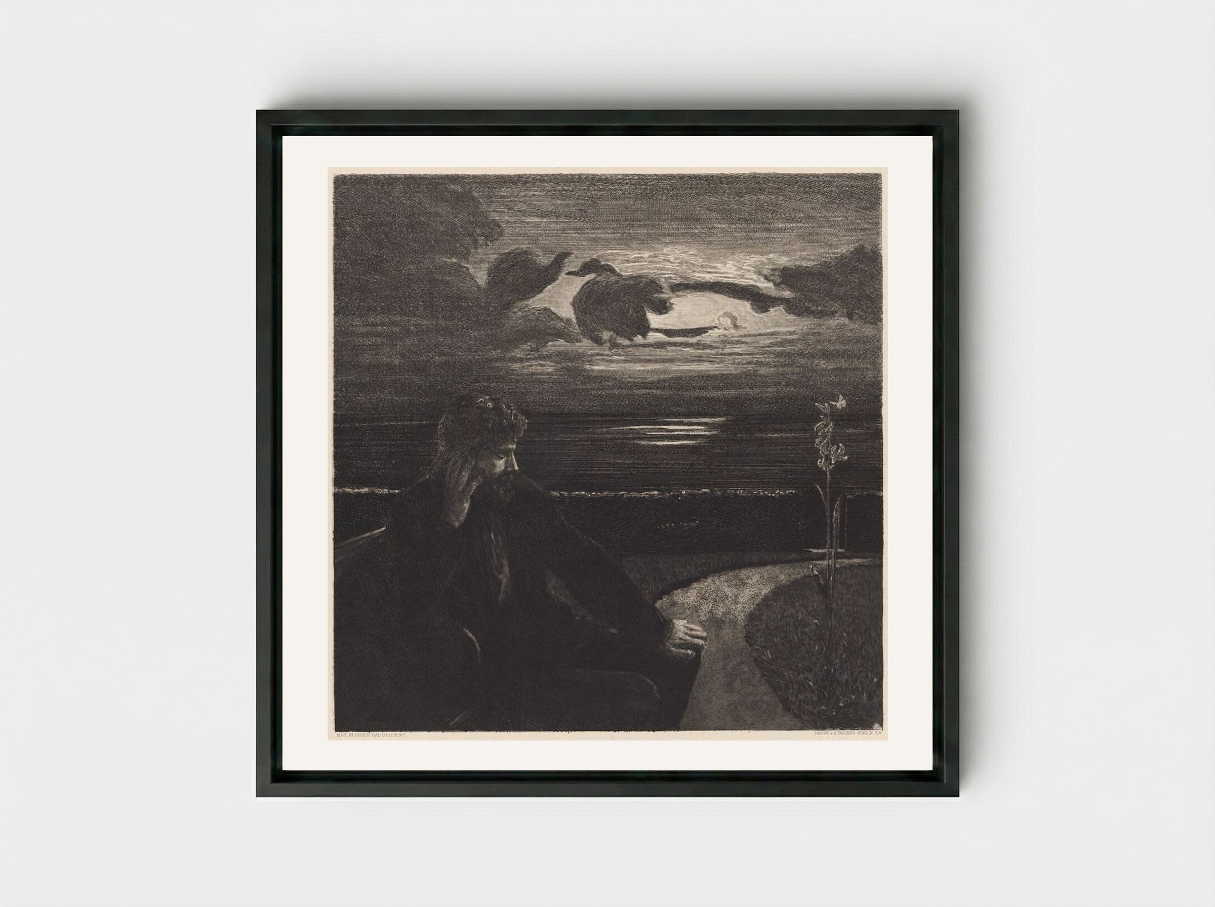Night, from the portfolio On Death, Part One, Opus XI - Max Klinger - Framed Canvas Black