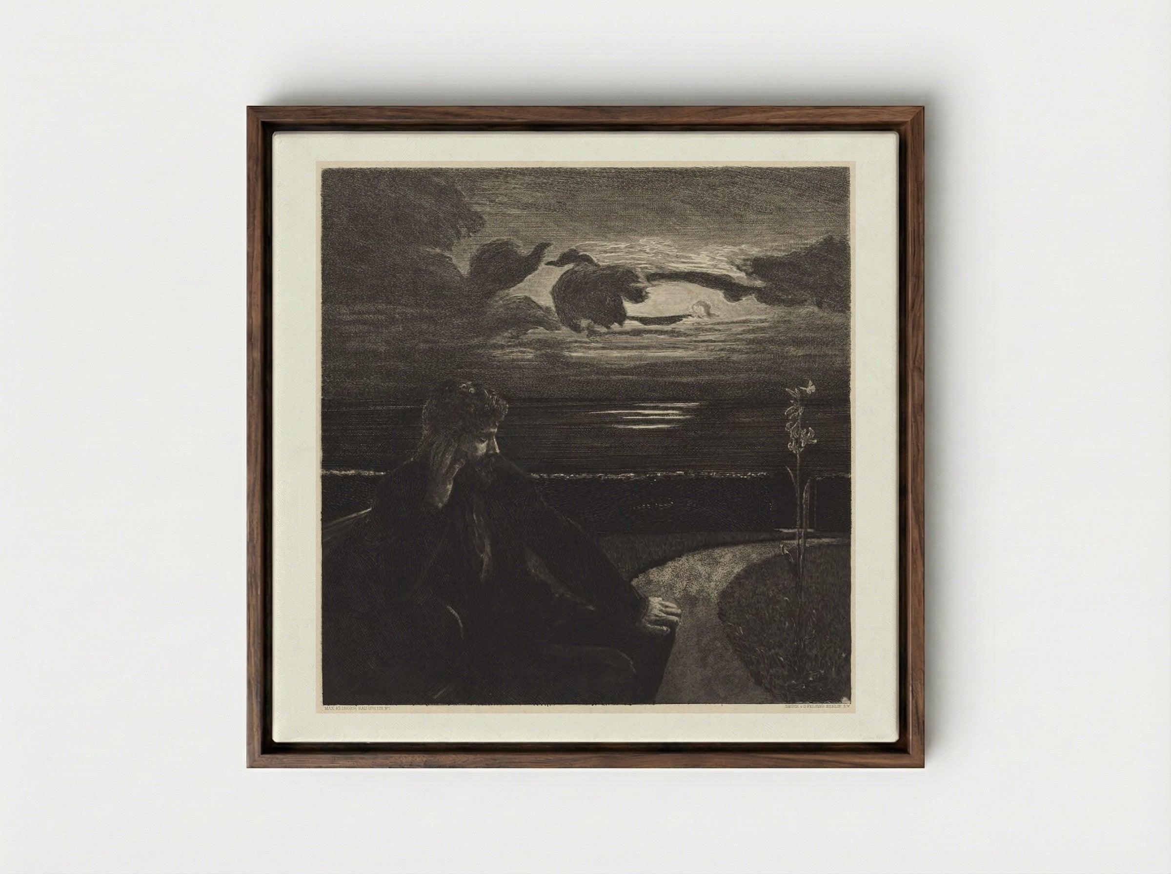 Night, from the portfolio On Death, Part One, Opus XI - Max Klinger - Framed Canvas Dark Wood