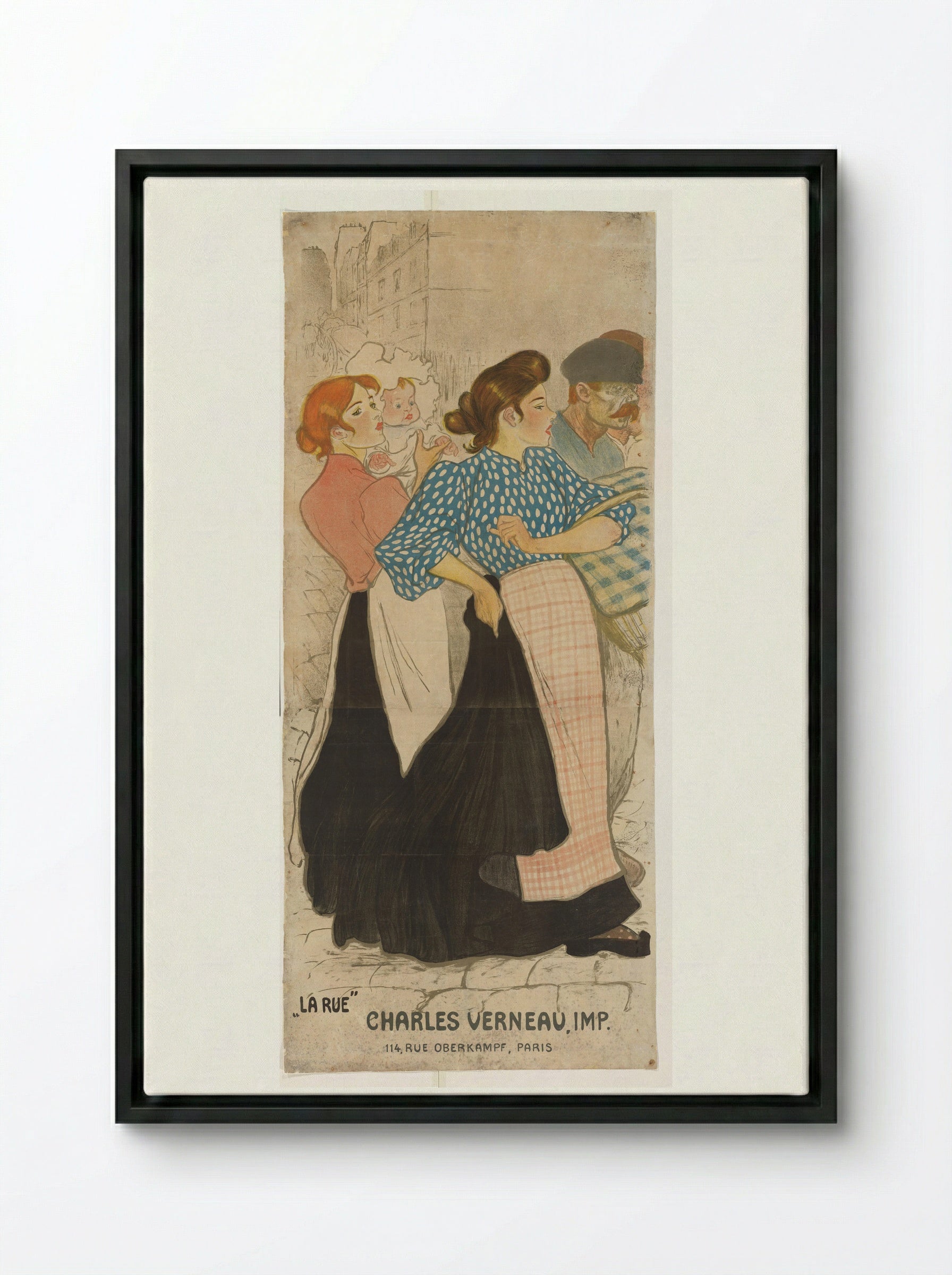 La Rue - Théophile Alexandre Steinlen - Framed Canvas Black