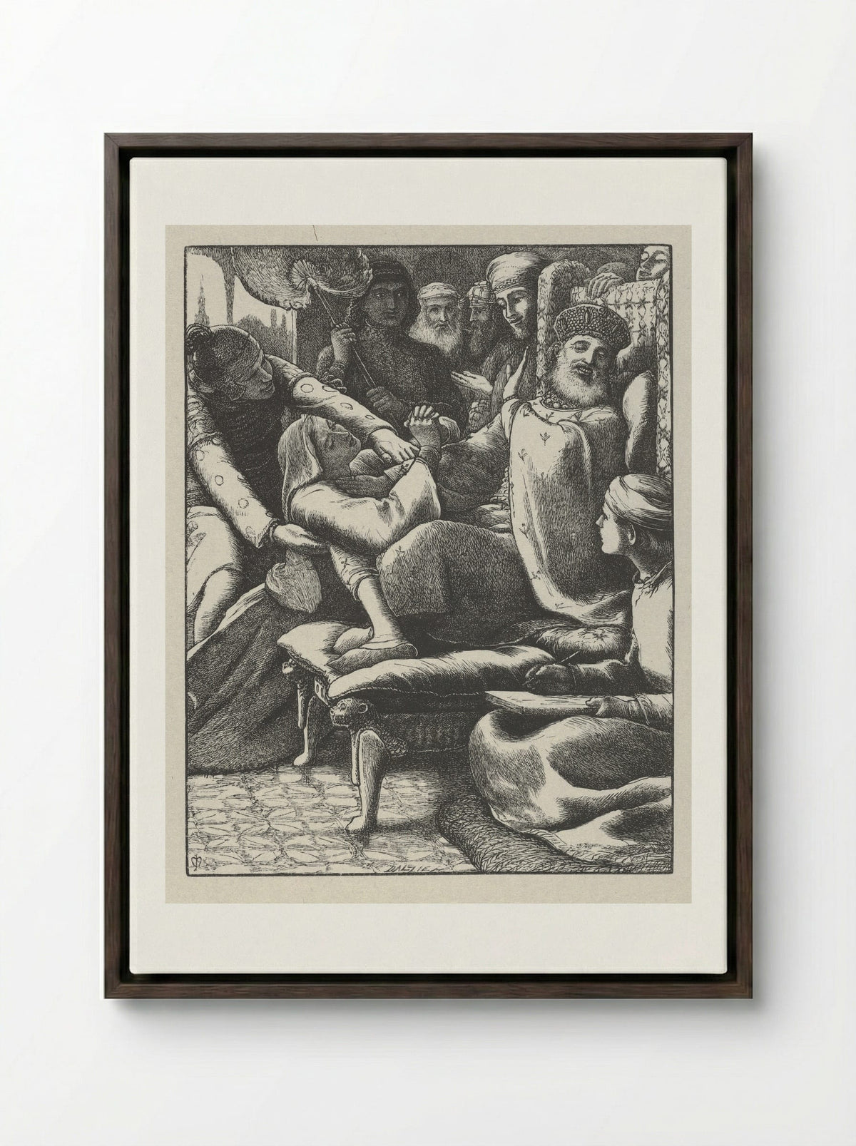 The Unjust Judge - John Everett Millais - Framed Canvas Dark Wood