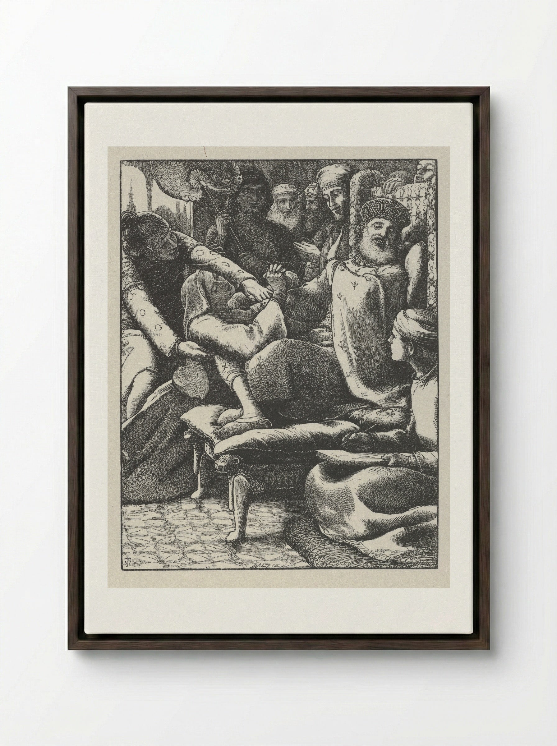 The Unjust Judge - John Everett Millais - Framed Canvas Dark Wood