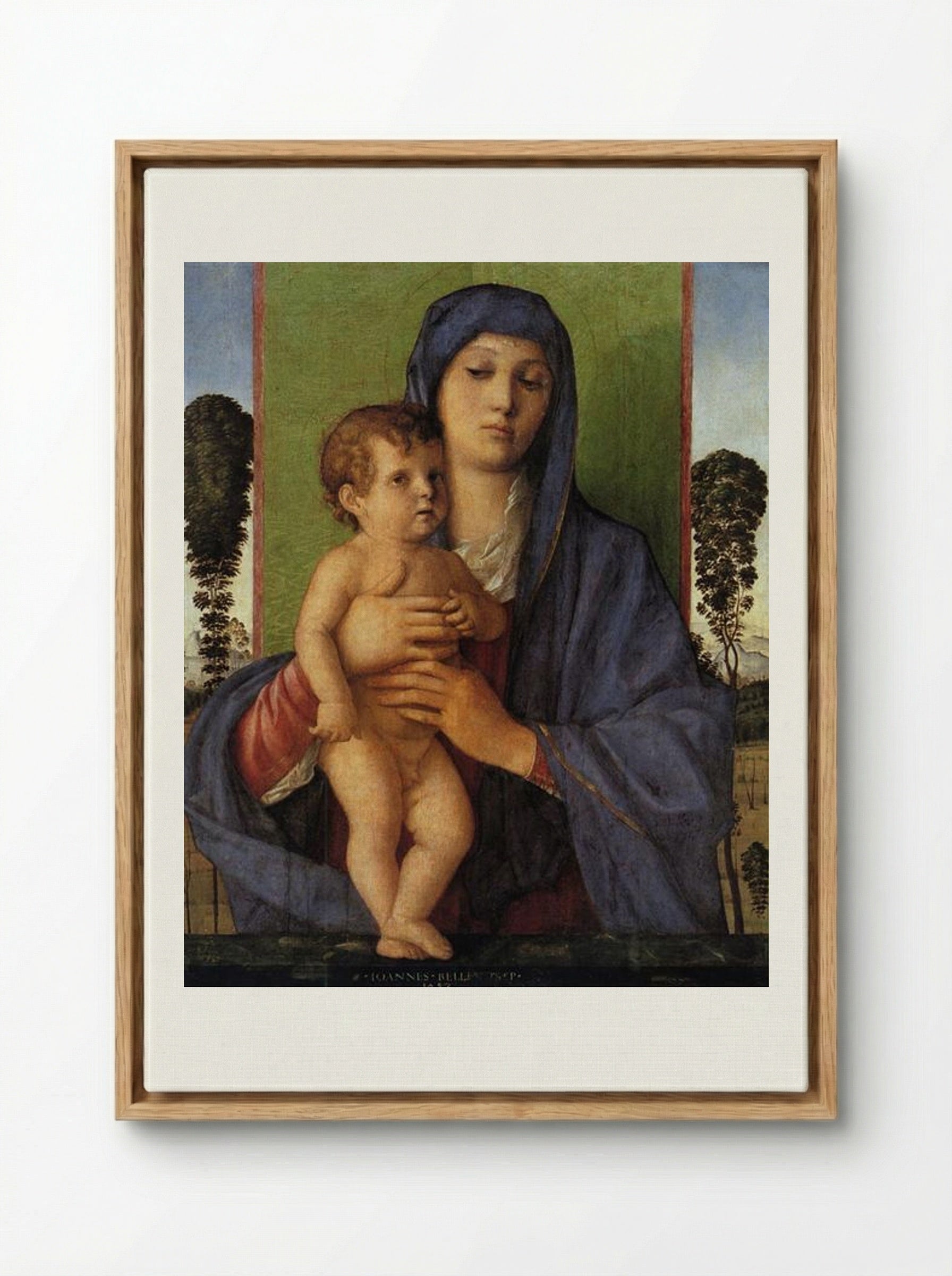 Madonna with Trees - Giovanni Bellini - Framed Canvas Wood