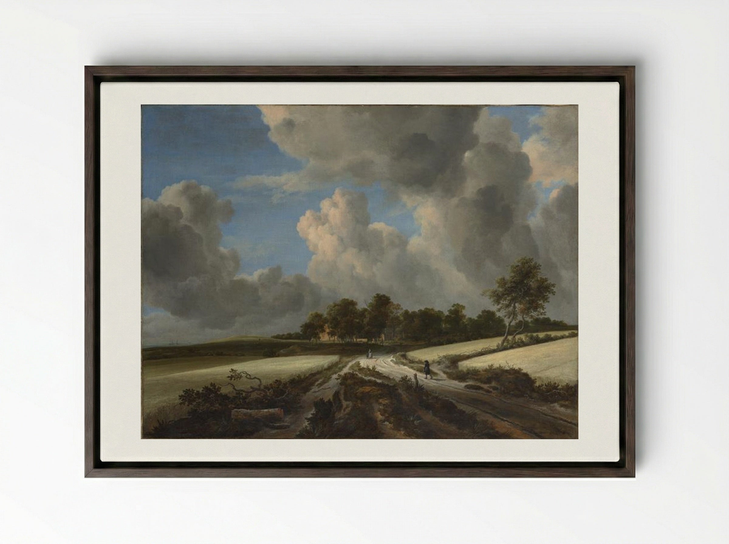 Wheat Fields - Jacob van Ruisdael - Framed Canvas Dark Wood