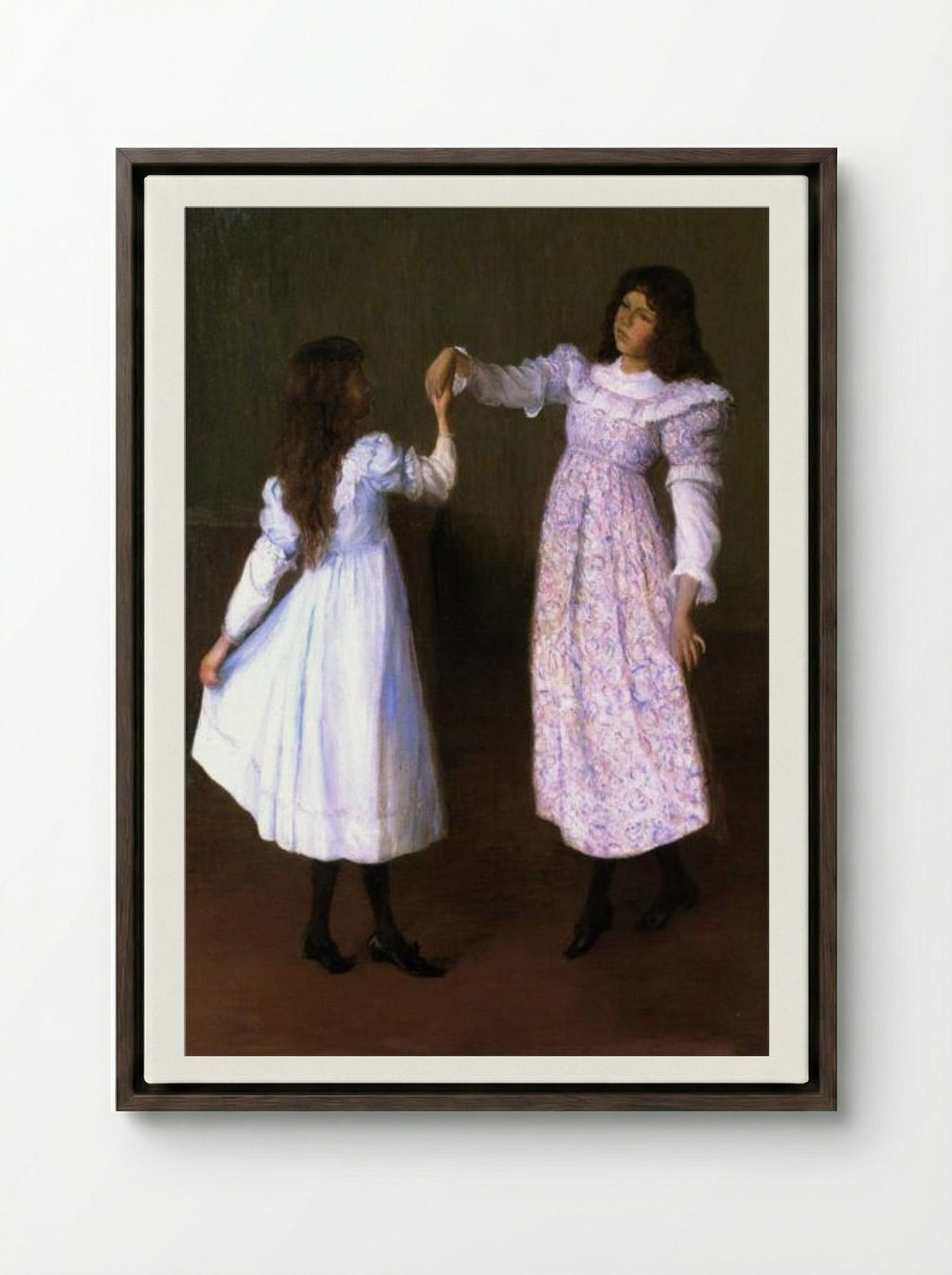 Children Dancing, II - Lilla Cabot Perry - Framed Canvas Dark Wood