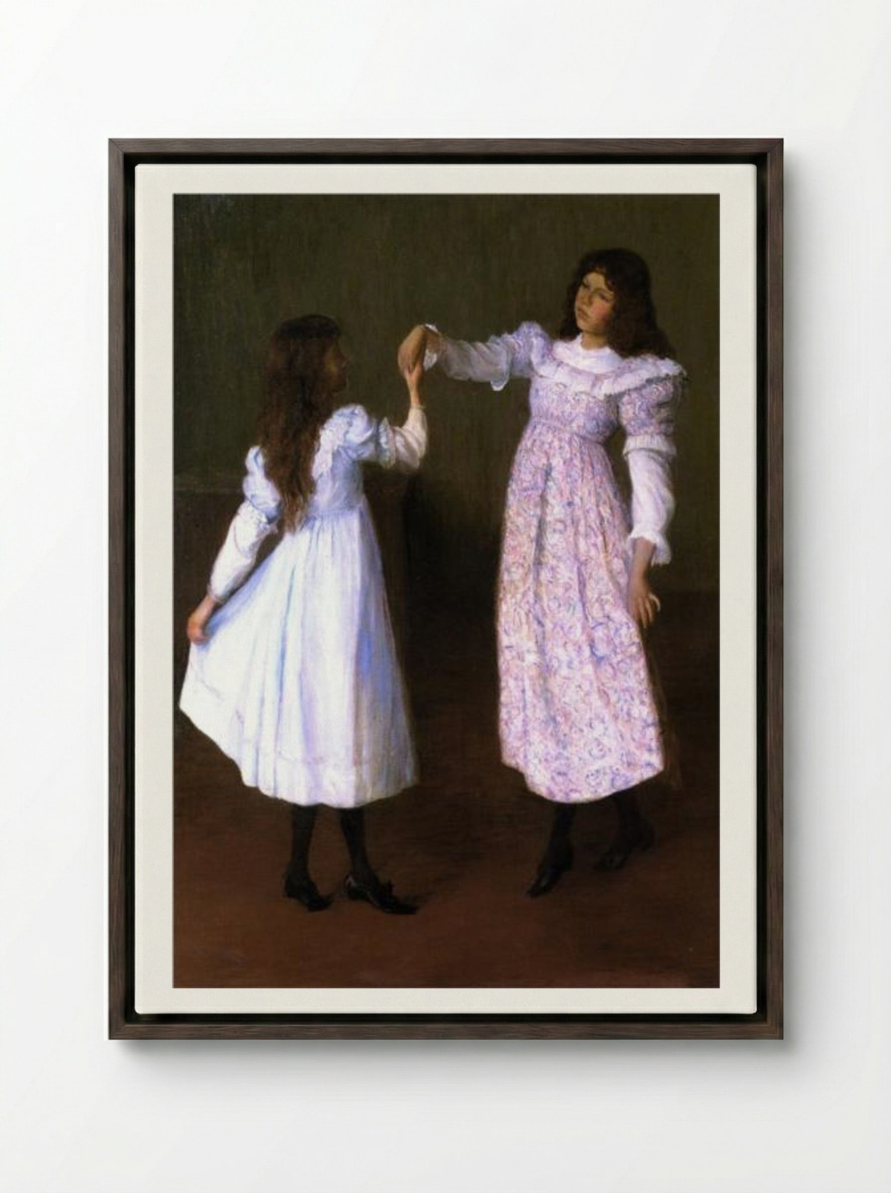 Children Dancing, II - Lilla Cabot Perry - Framed Canvas Dark Wood