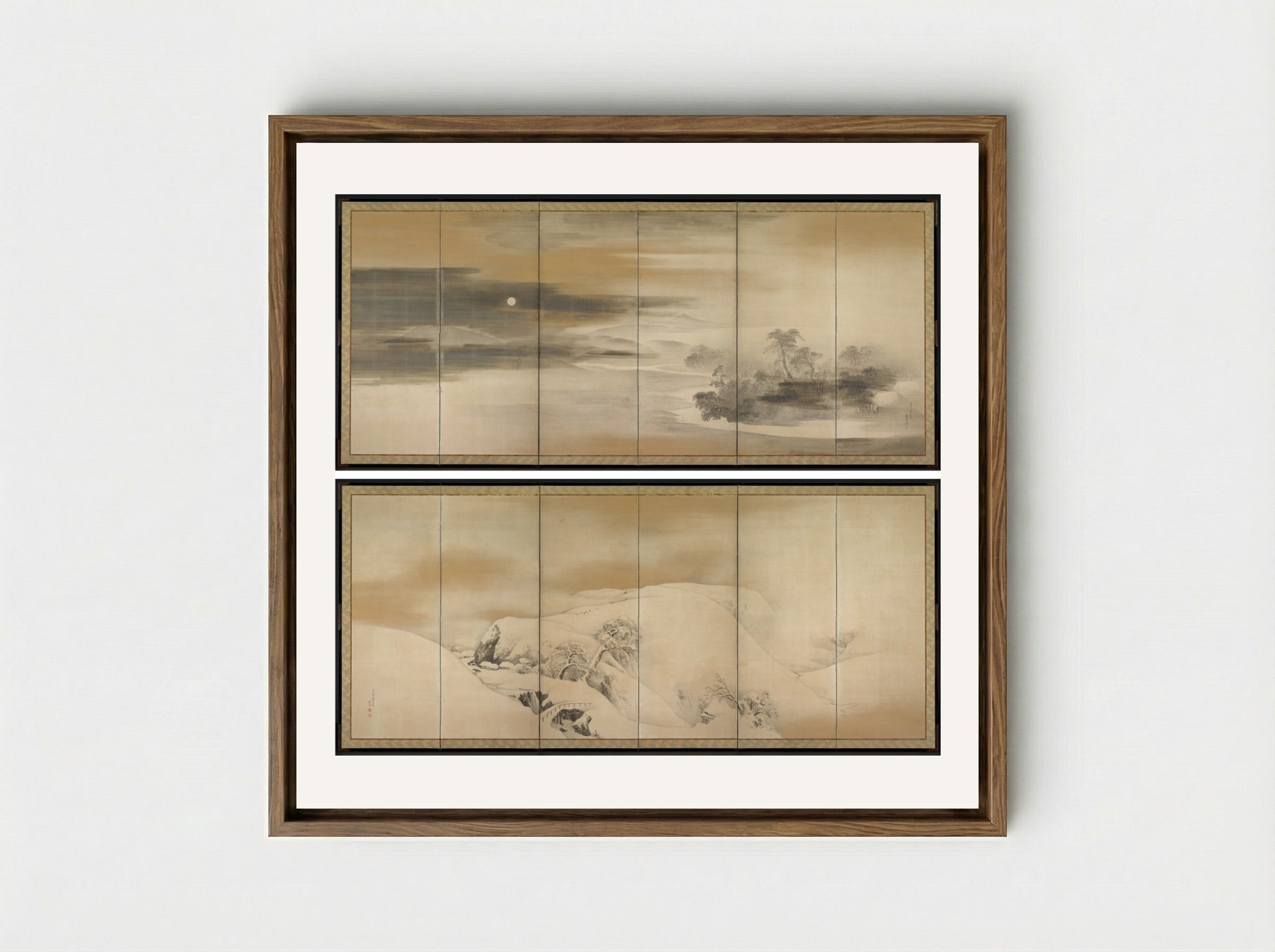 Summer Night; Winter Day - Maruyama Ōkyo - Framed Canvas Wood