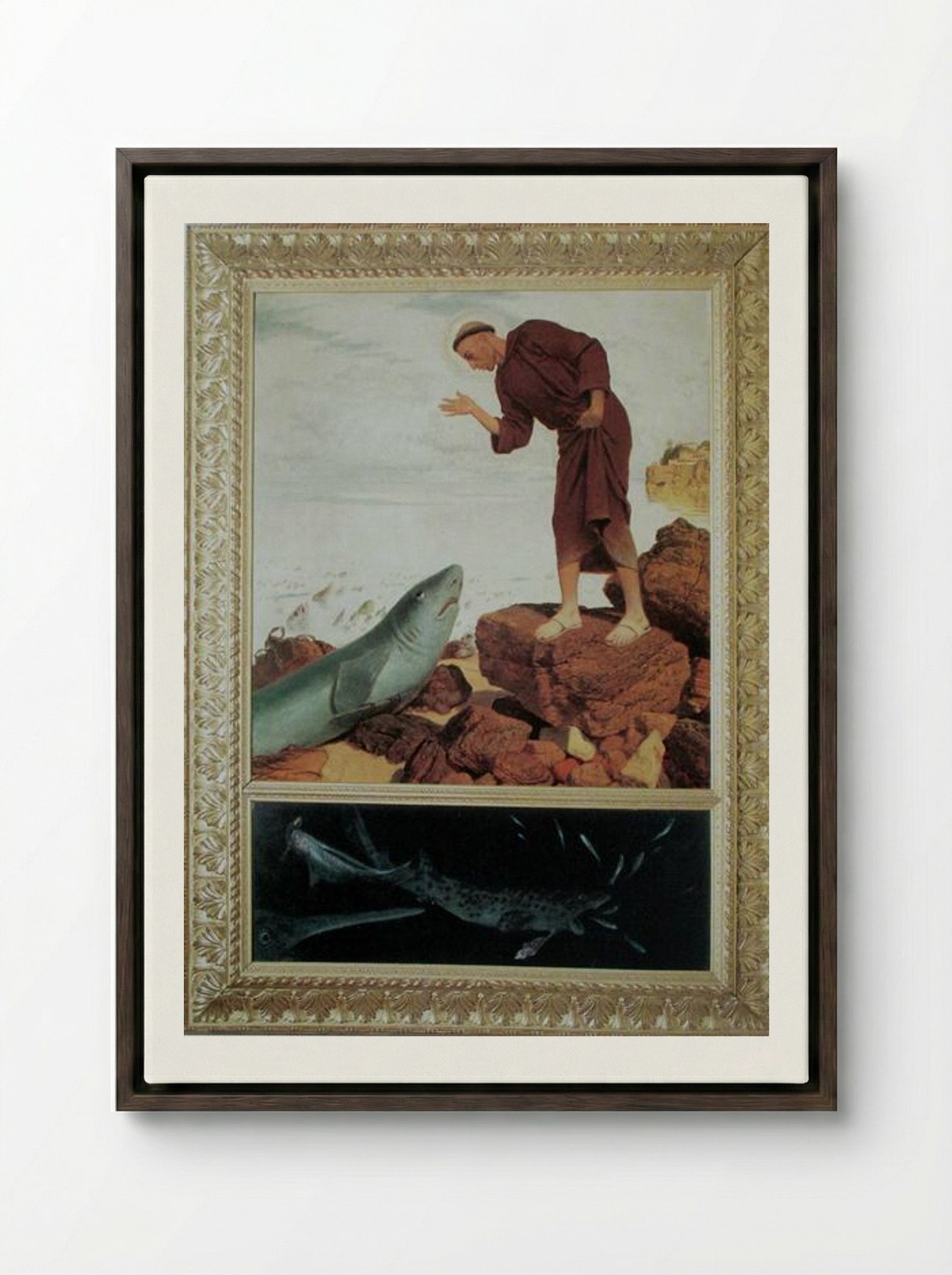 St. Anthony - Arnold Böcklin - Framed Canvas Dark Wood