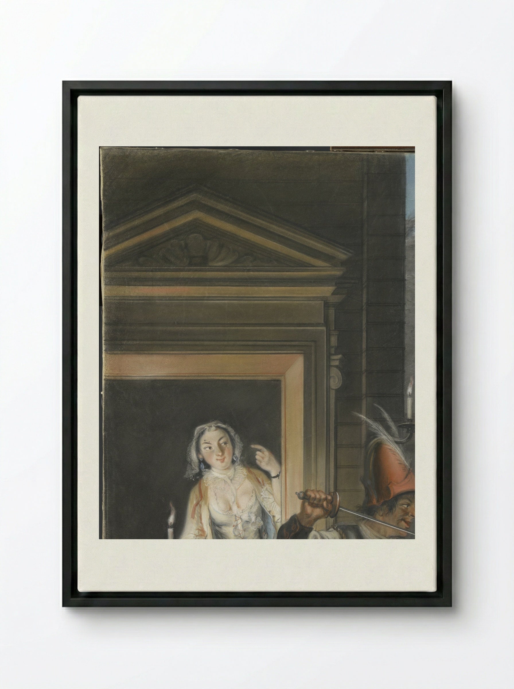 The Bribery Scene from Hopman Ulrich - Cornelis Troost - Framed Canvas Black