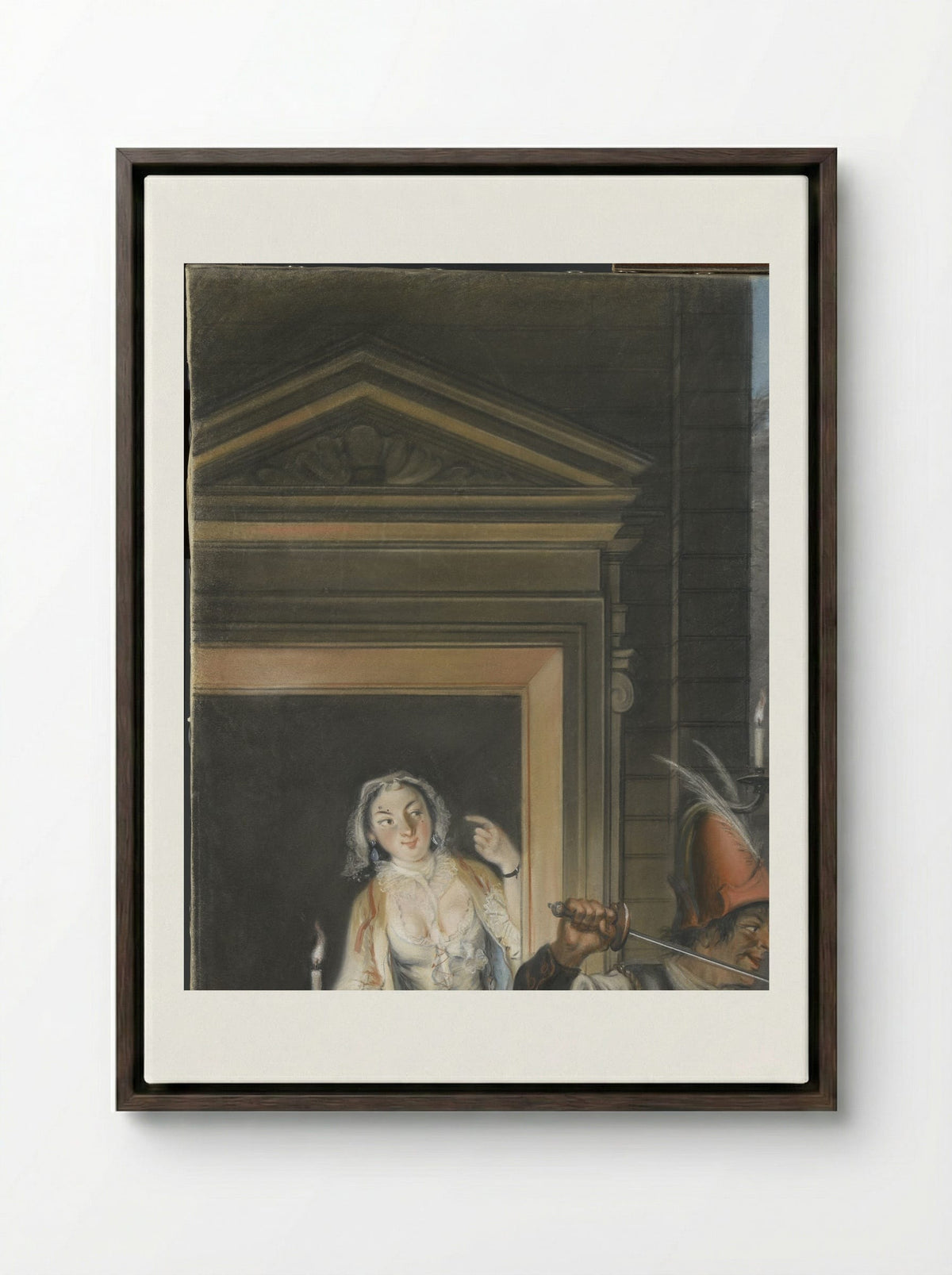 The Bribery Scene from Hopman Ulrich - Cornelis Troost - Framed Canvas Dark Wood