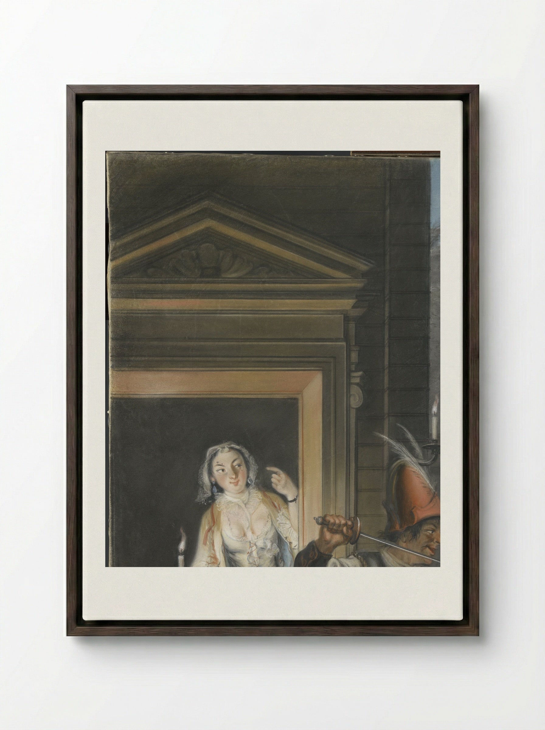 The Bribery Scene from Hopman Ulrich - Cornelis Troost - Framed Canvas Dark Wood
