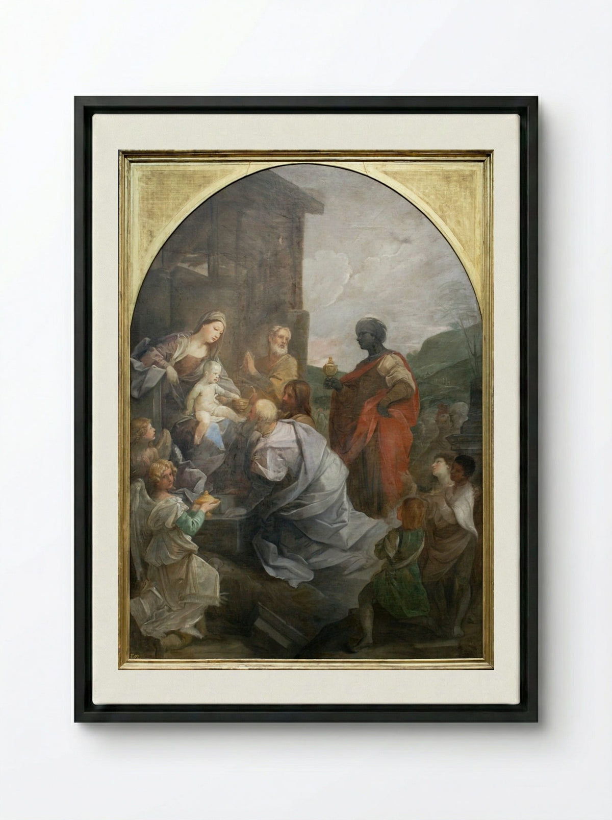 Adoration of the Magi - Guido Reni - Framed Canvas Black