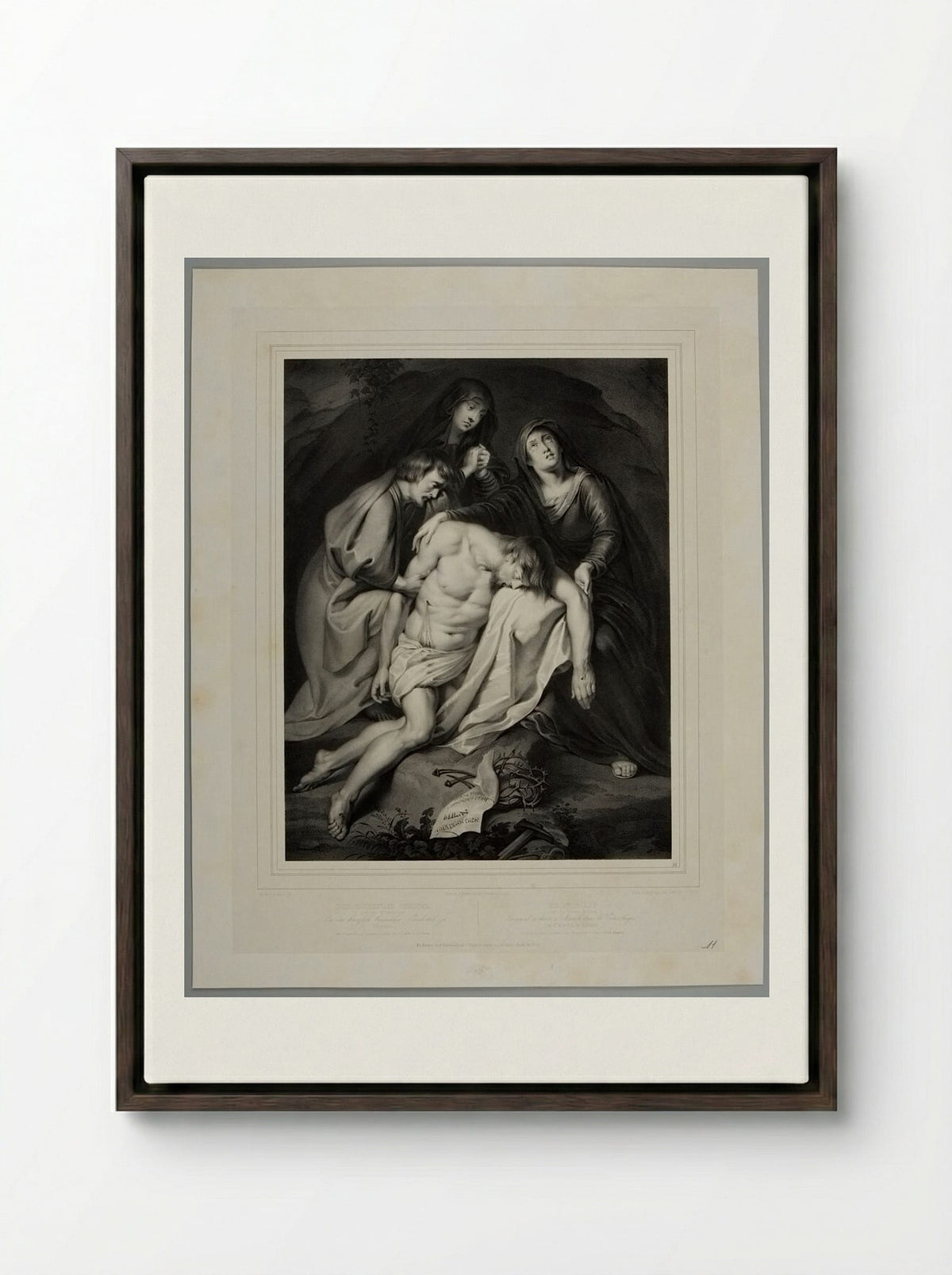 The Corpse of Christ - Ferdinand Piloty - Framed Canvas Dark Wood