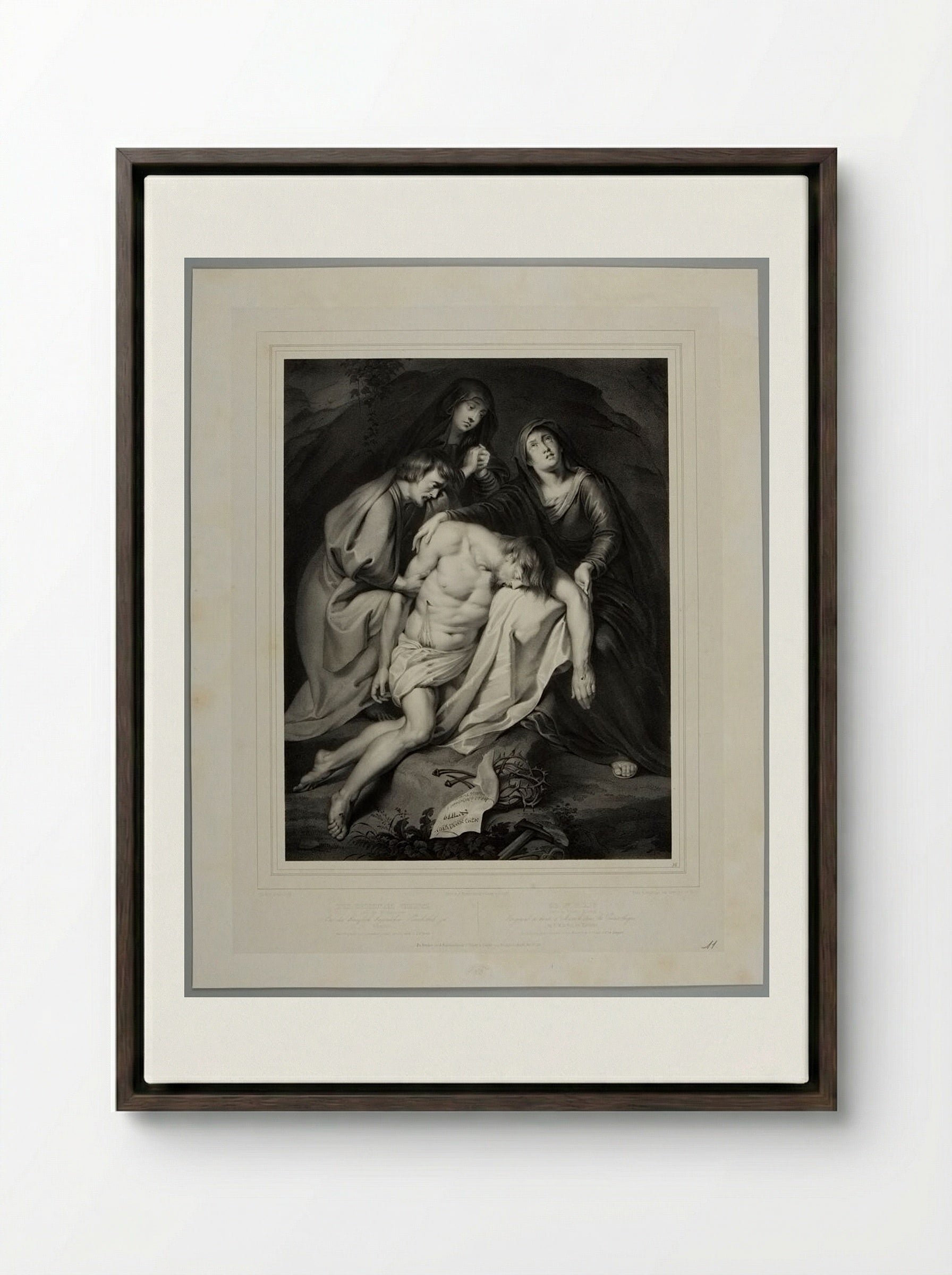 The Corpse of Christ - Ferdinand Piloty - Framed Canvas Dark Wood