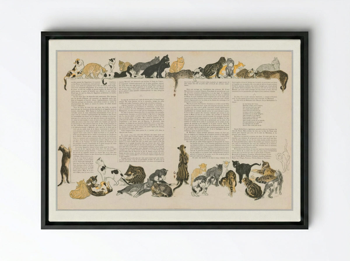 On Cats (Des Chats) - Théophile Alexandre Steinlen - Framed Canvas Black