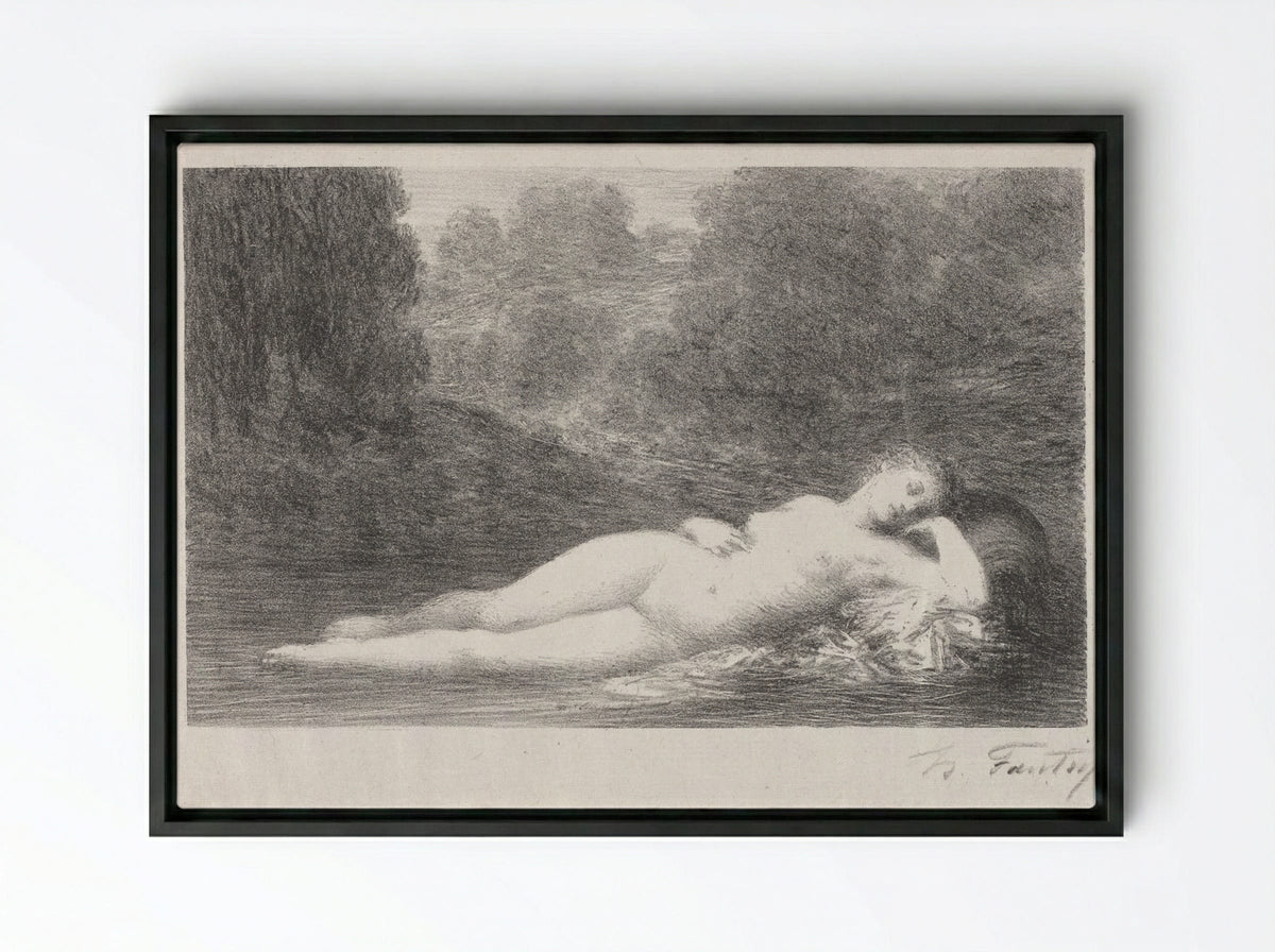 Lying in the Water - Henri Fantin-Latour - Framed Canvas Black