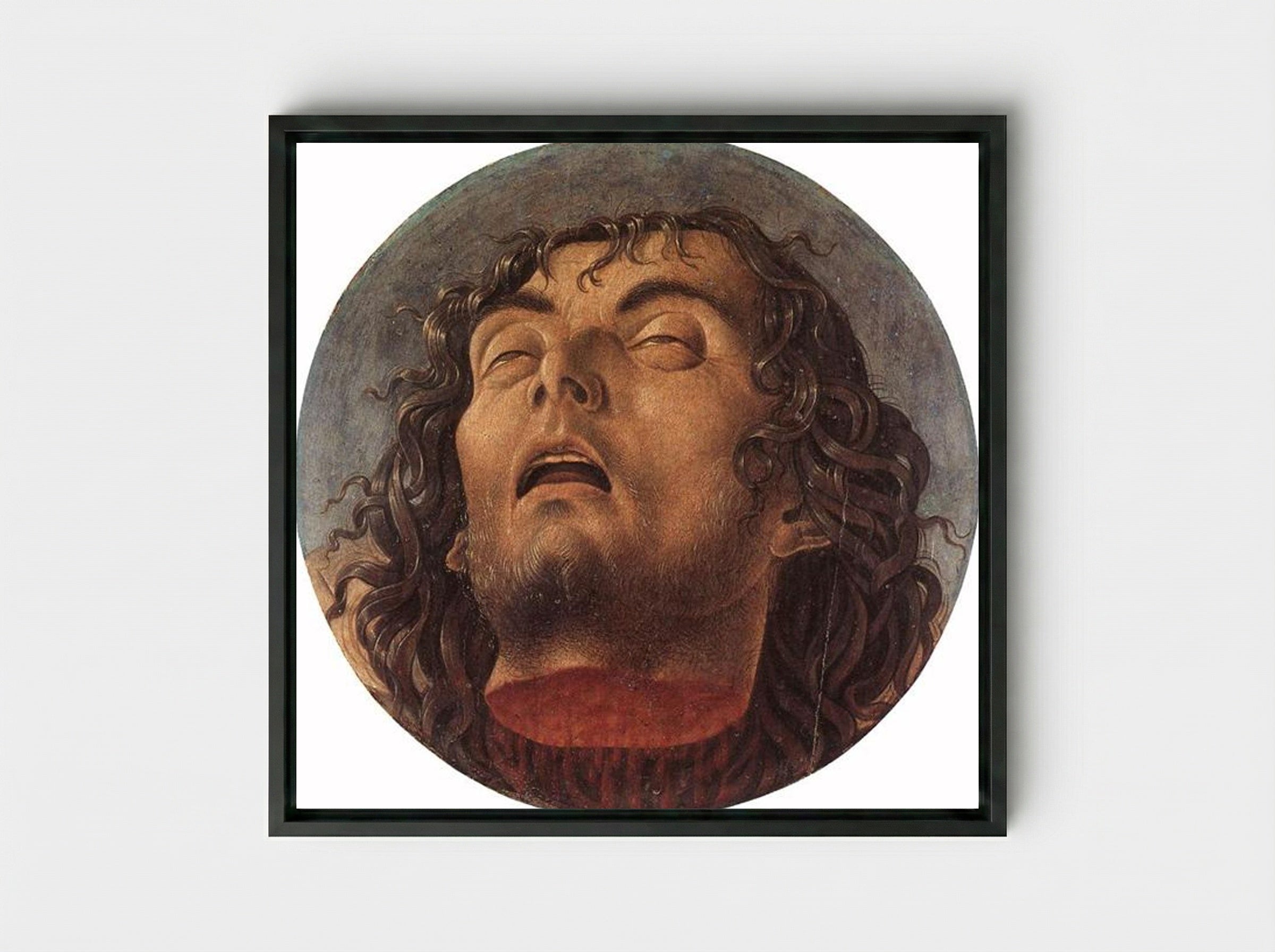 Head of St John the Baptist - Giovanni Bellini - Framed Canvas Black