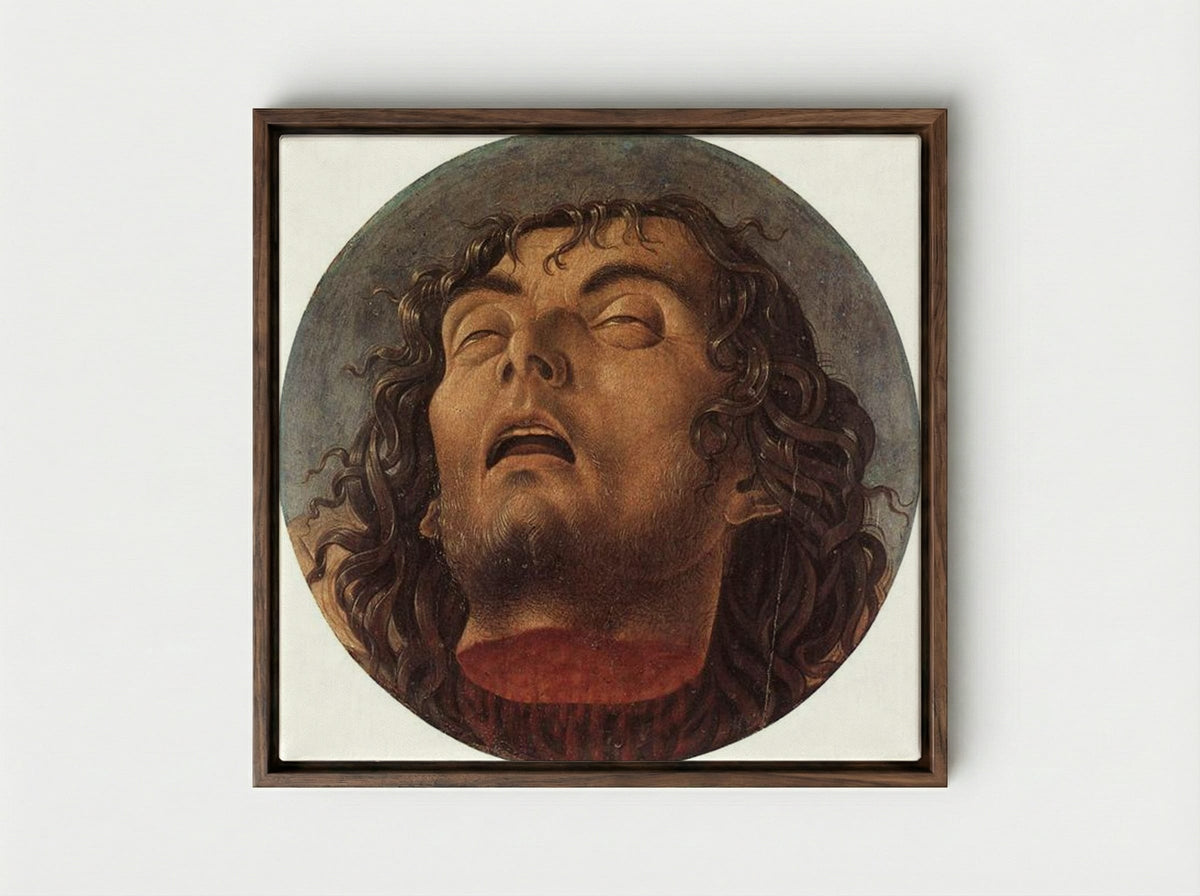 Head of St John the Baptist - Giovanni Bellini - Framed Canvas Dark Wood