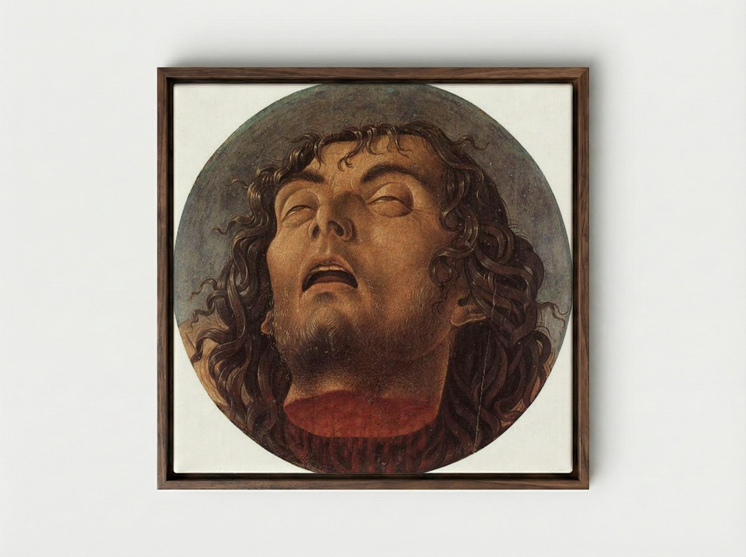 Head of St John the Baptist - Giovanni Bellini - Framed Canvas Dark Wood