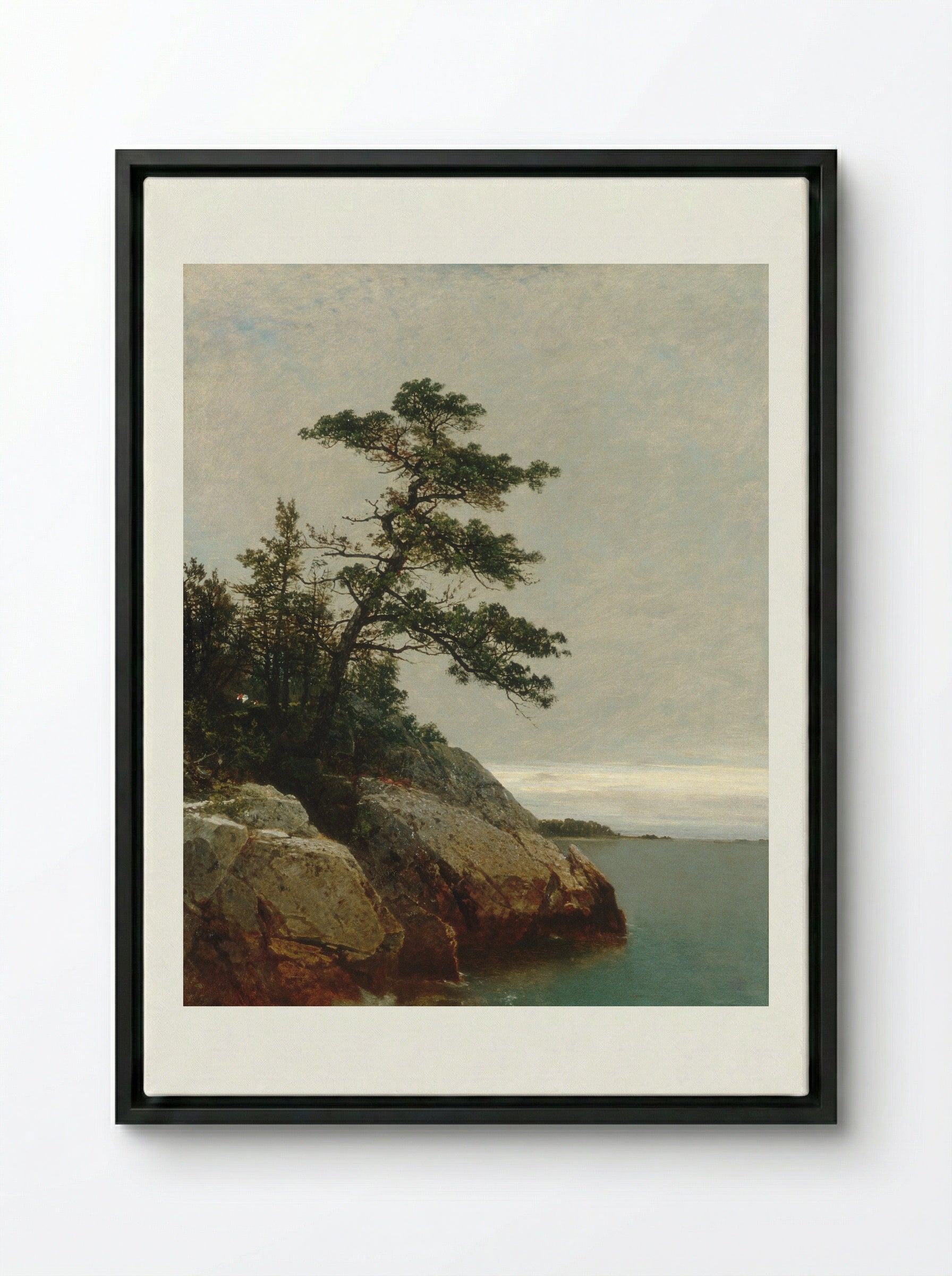 The Old Pine, Darien, Connecticut - John Frederick Kensett - Framed Canvas Black
