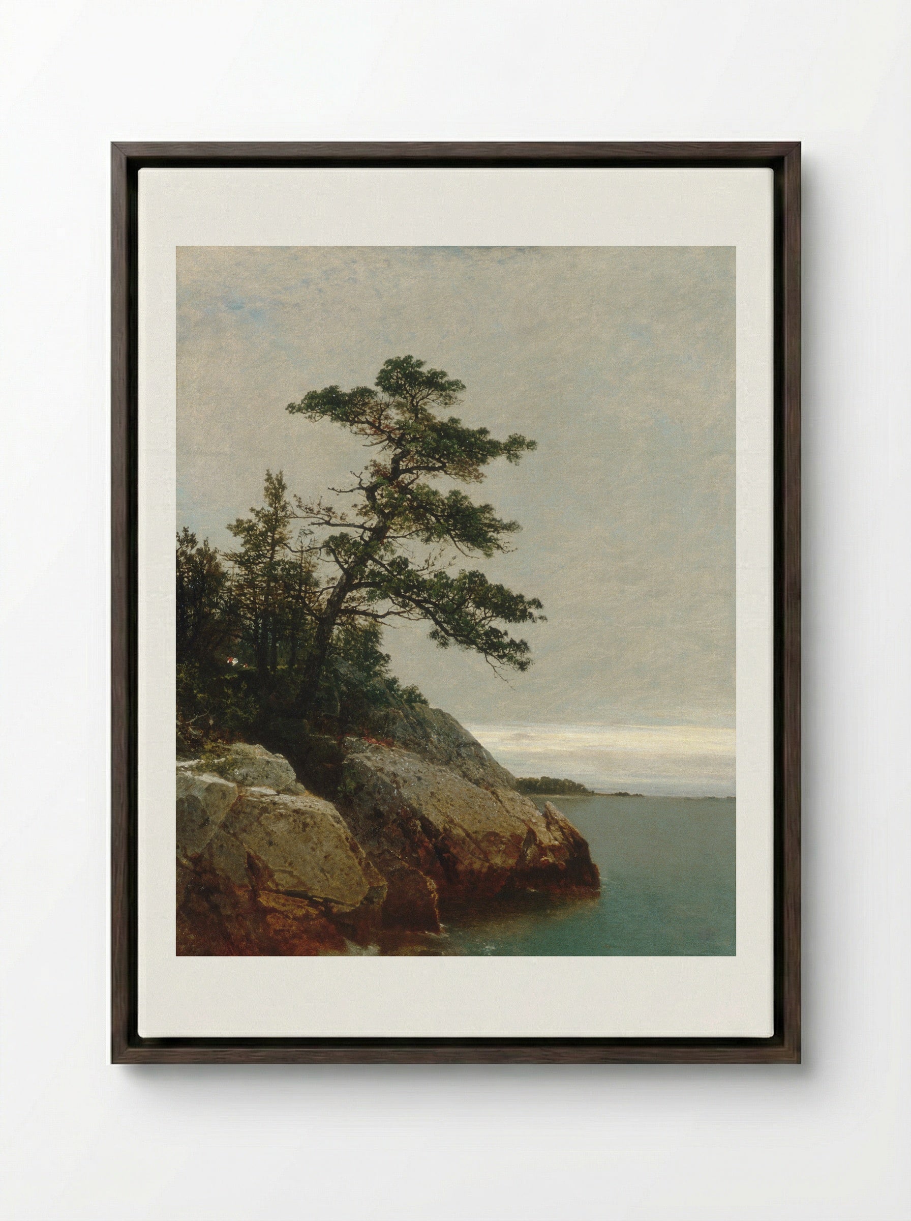 The Old Pine, Darien, Connecticut - John Frederick Kensett - Framed Canvas Dark Wood
