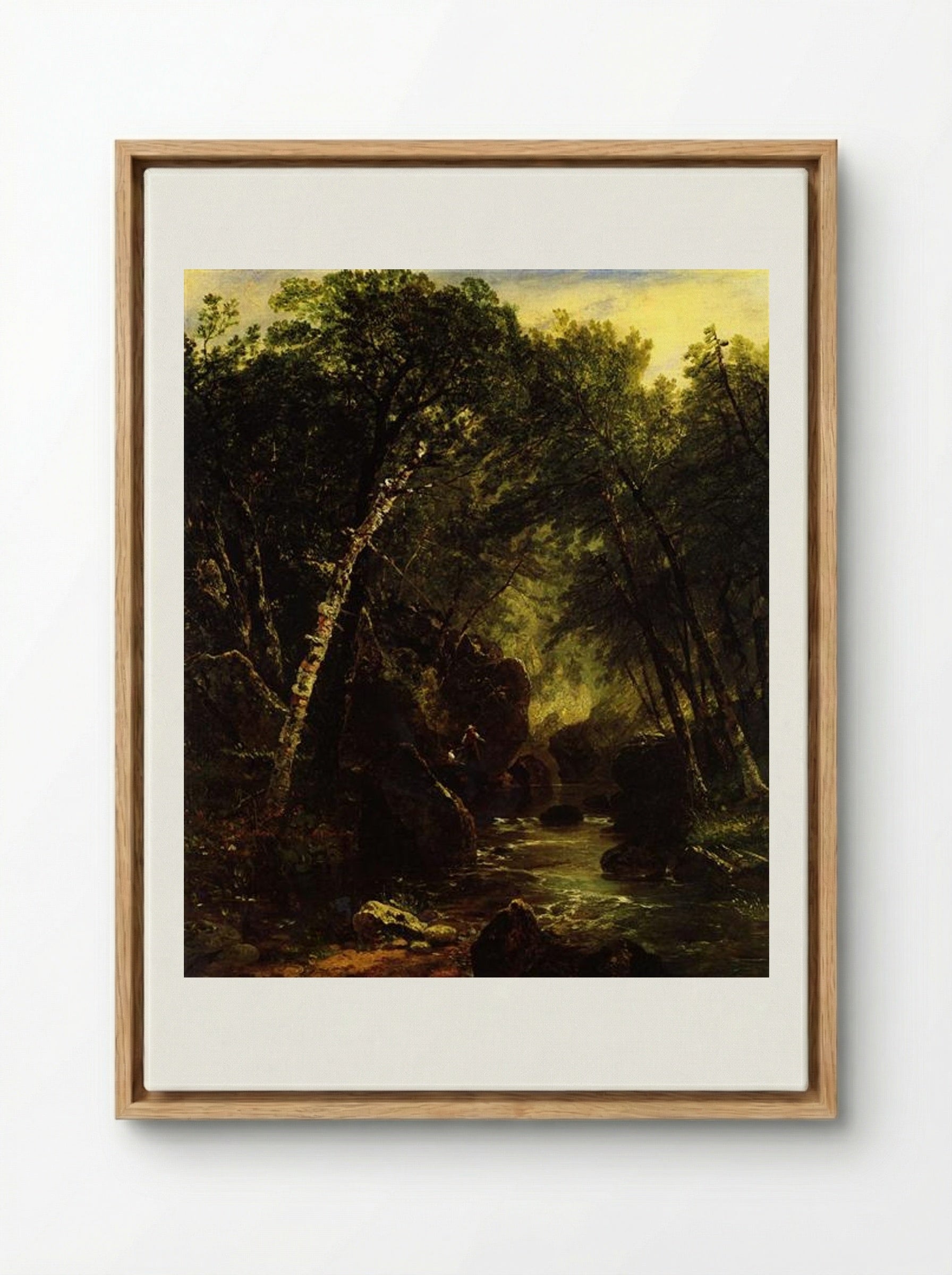 Trout Fisherman - John Frederick Kensett - Framed Canvas Wood