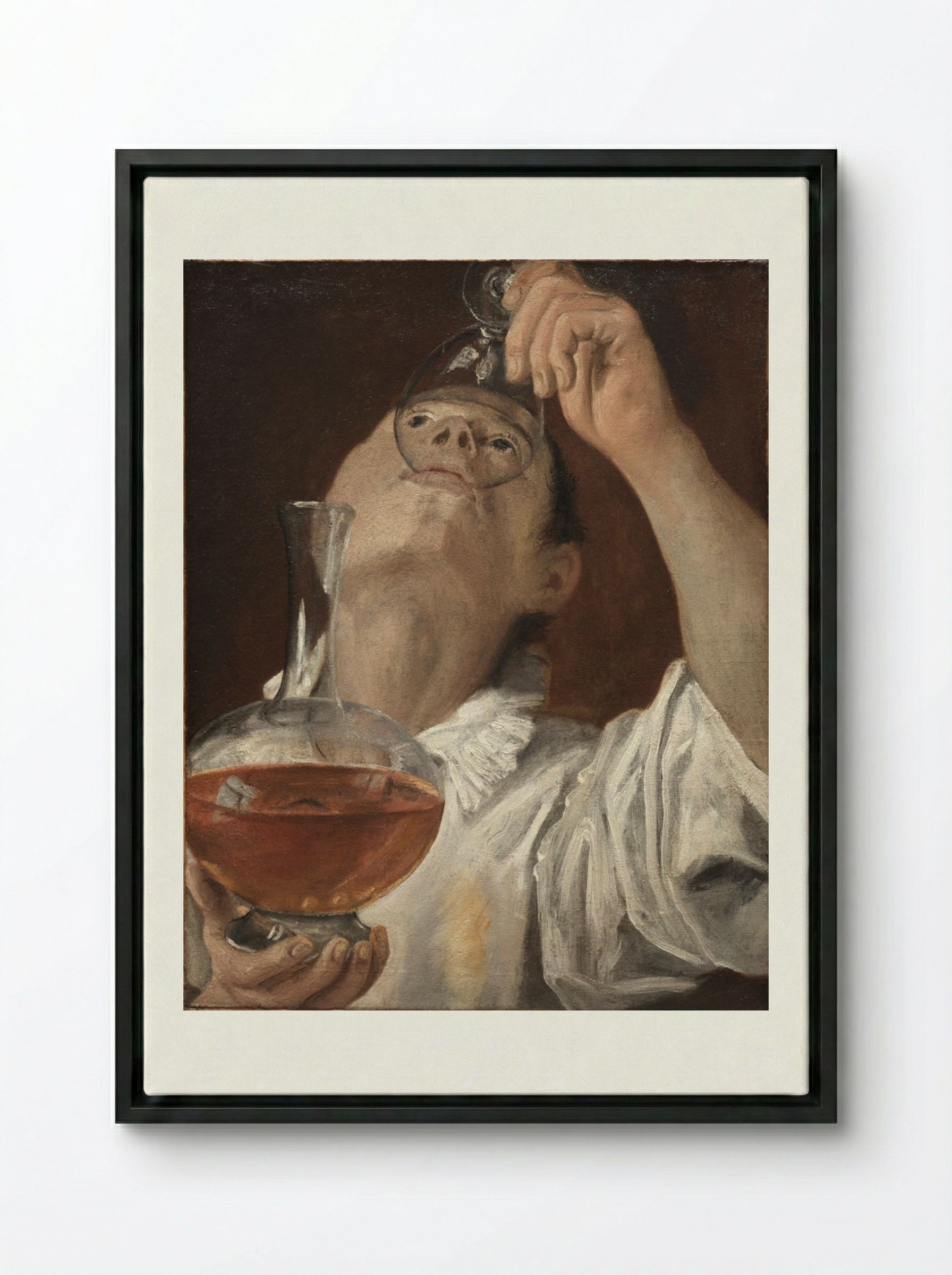 Boy Drinking - Annibale Carracci - Framed Canvas Black