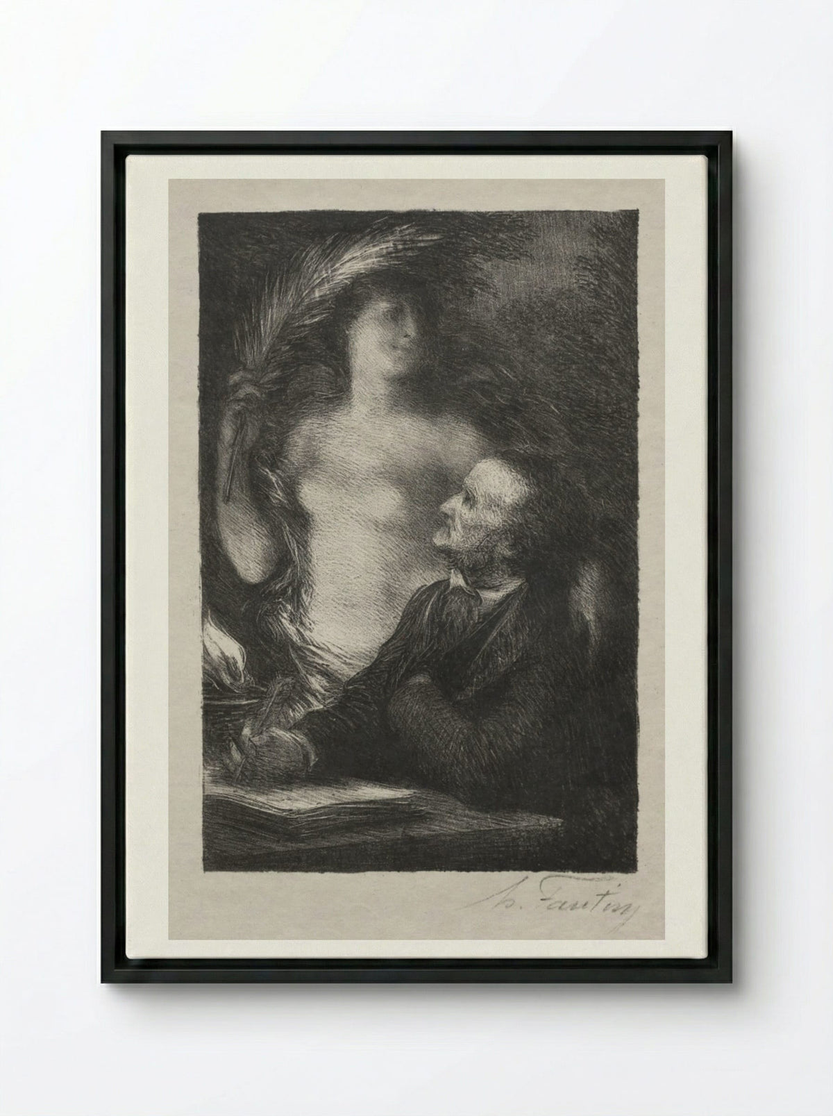 The Muse - Henri Fantin-Latour - Framed Canvas Black