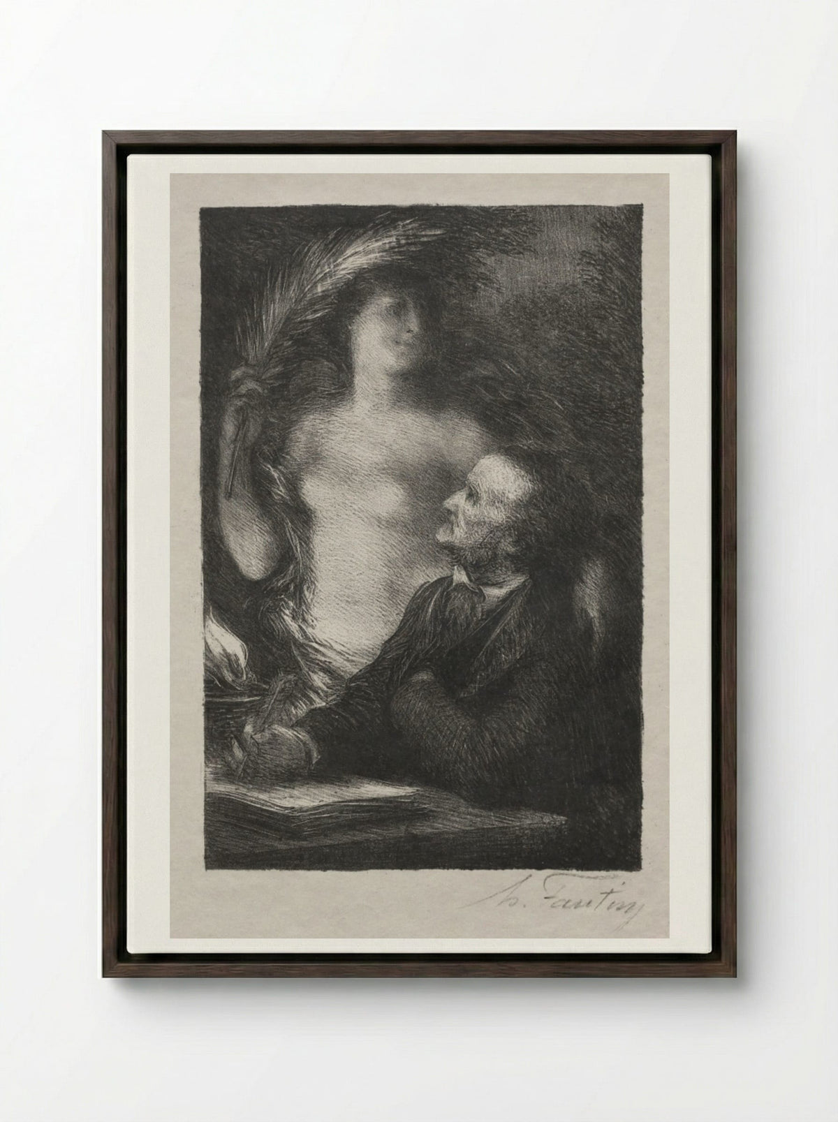 The Muse - Henri Fantin-Latour - Framed Canvas Dark Wood
