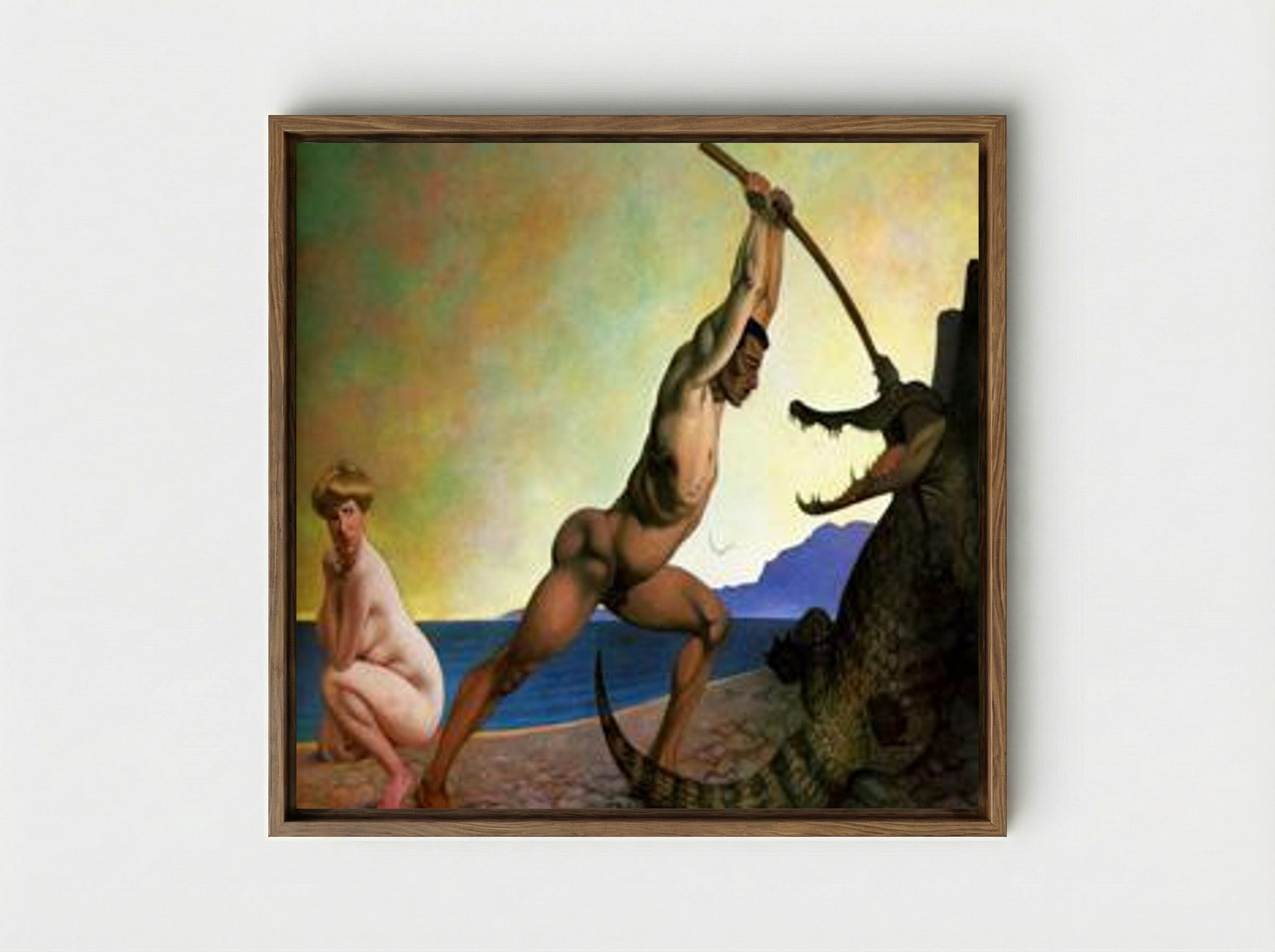Perseus Killing the Dragon - Félix Vallotton - Framed Canvas Wood