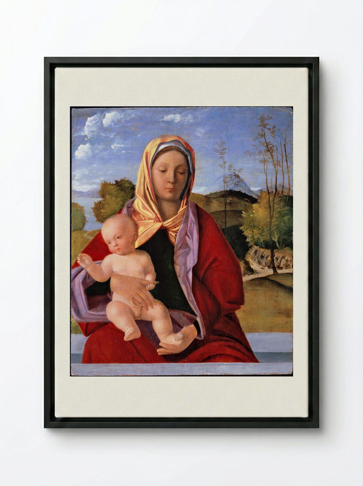 Madonna and Child - Giovanni Bellini - Framed Canvas Black