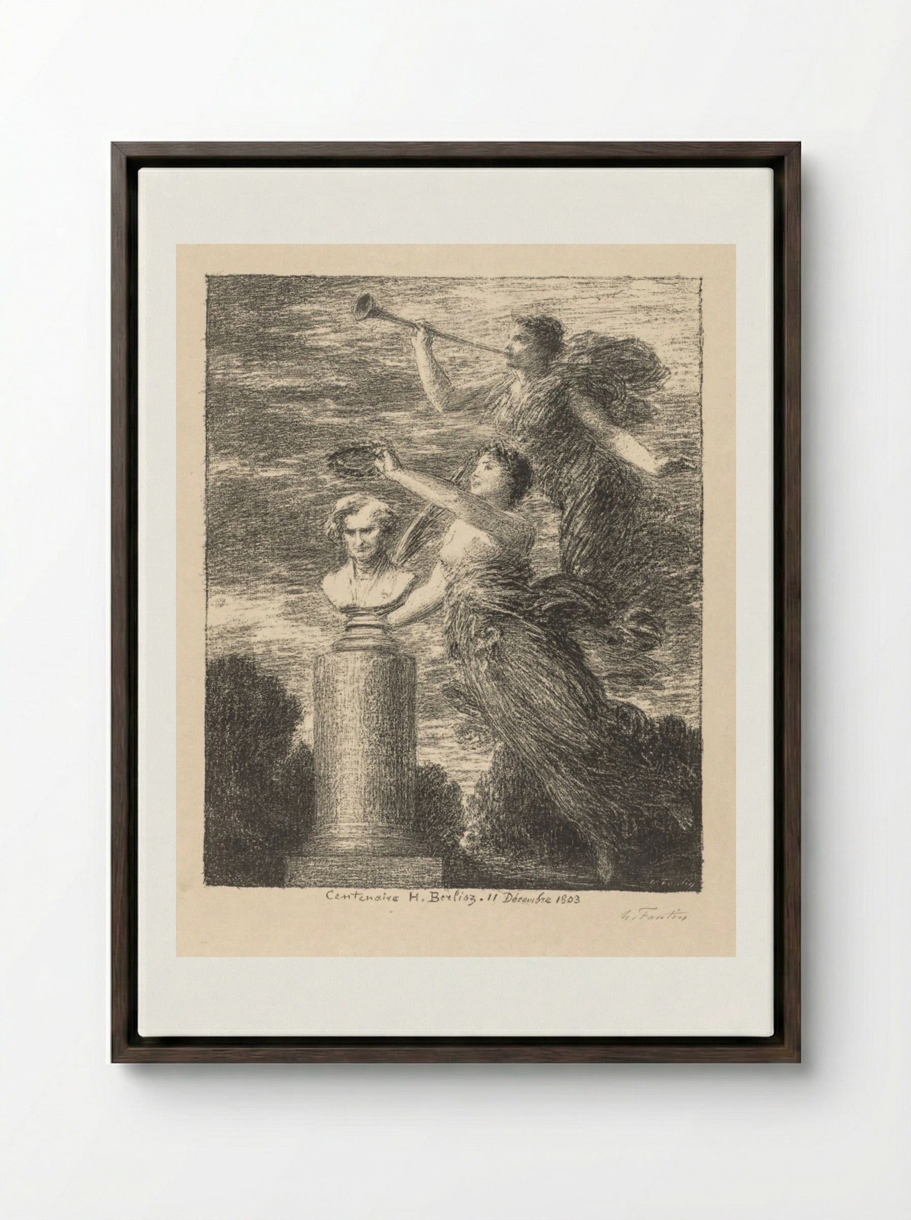 Centenary of Hector Berlioz - Henri Fantin-Latour - Framed Canvas Dark Wood