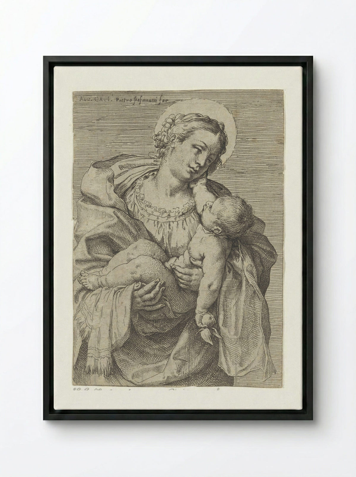 Madonna and Child - Annibale Carracci - Framed Canvas Black