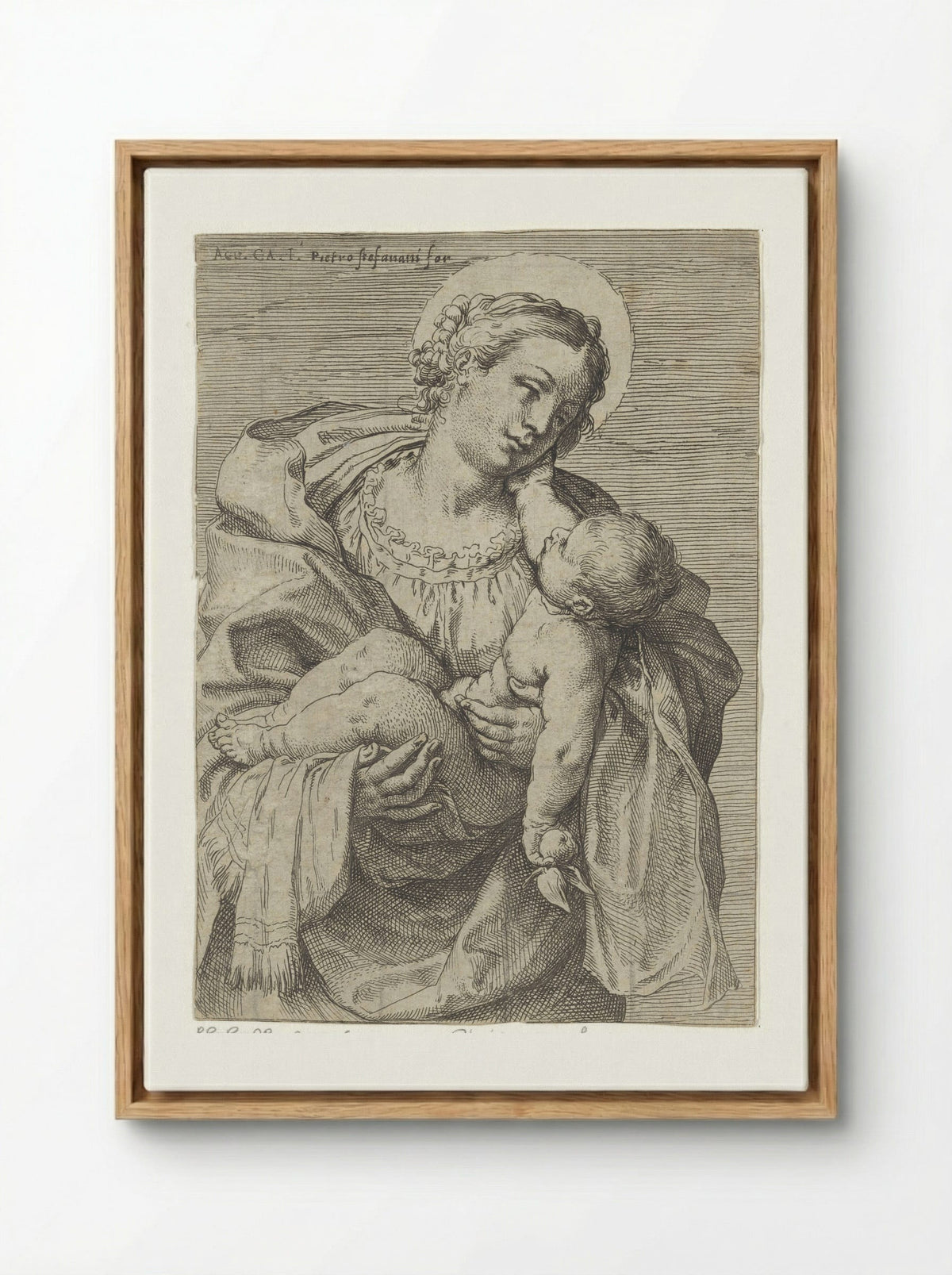 Madonna and Child - Annibale Carracci - Framed Canvas Wood