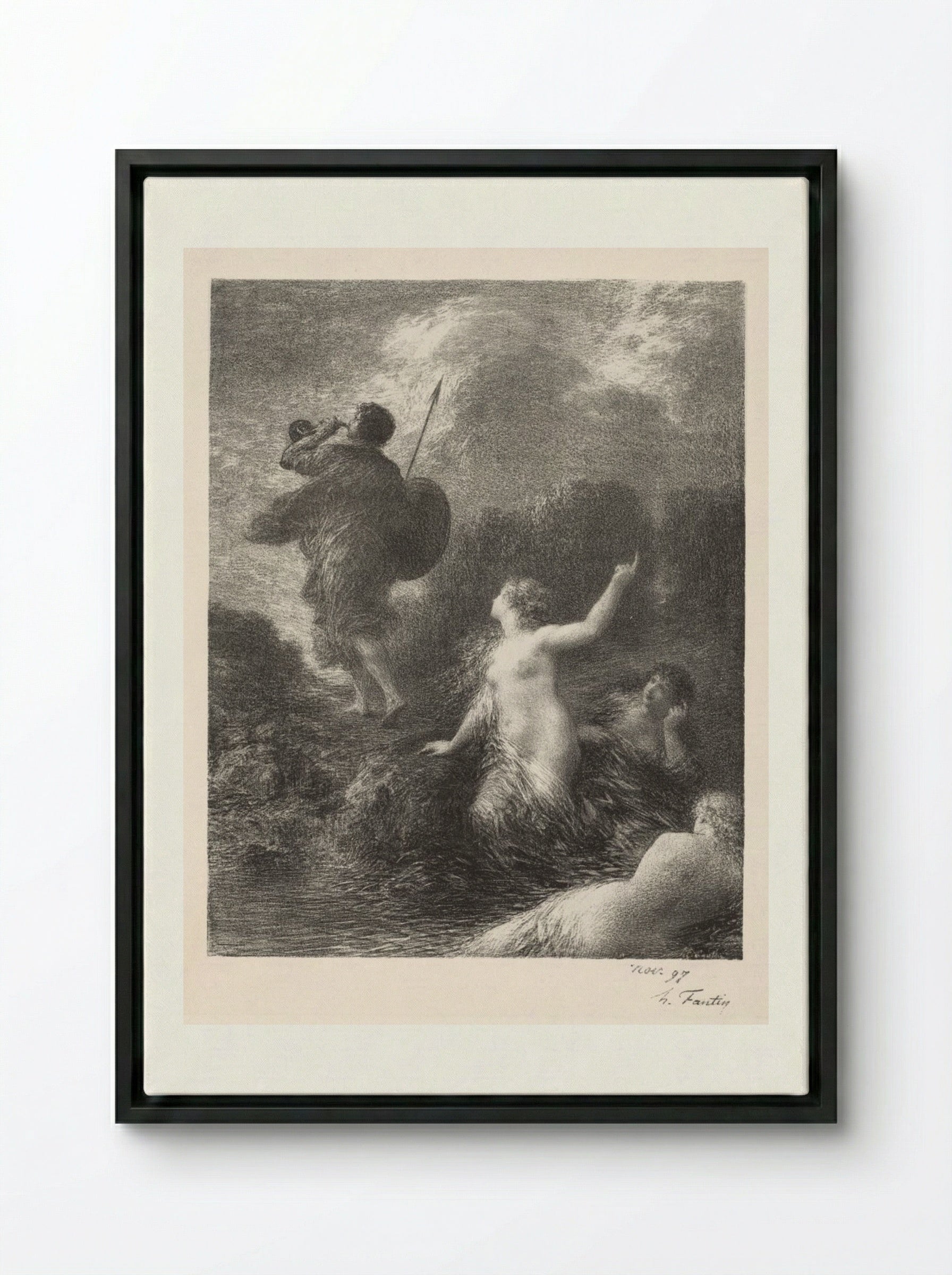 Twilight of the Gods: Siegfried and the Rhine Maidens - Henri Fantin-Latour - Framed Canvas Black